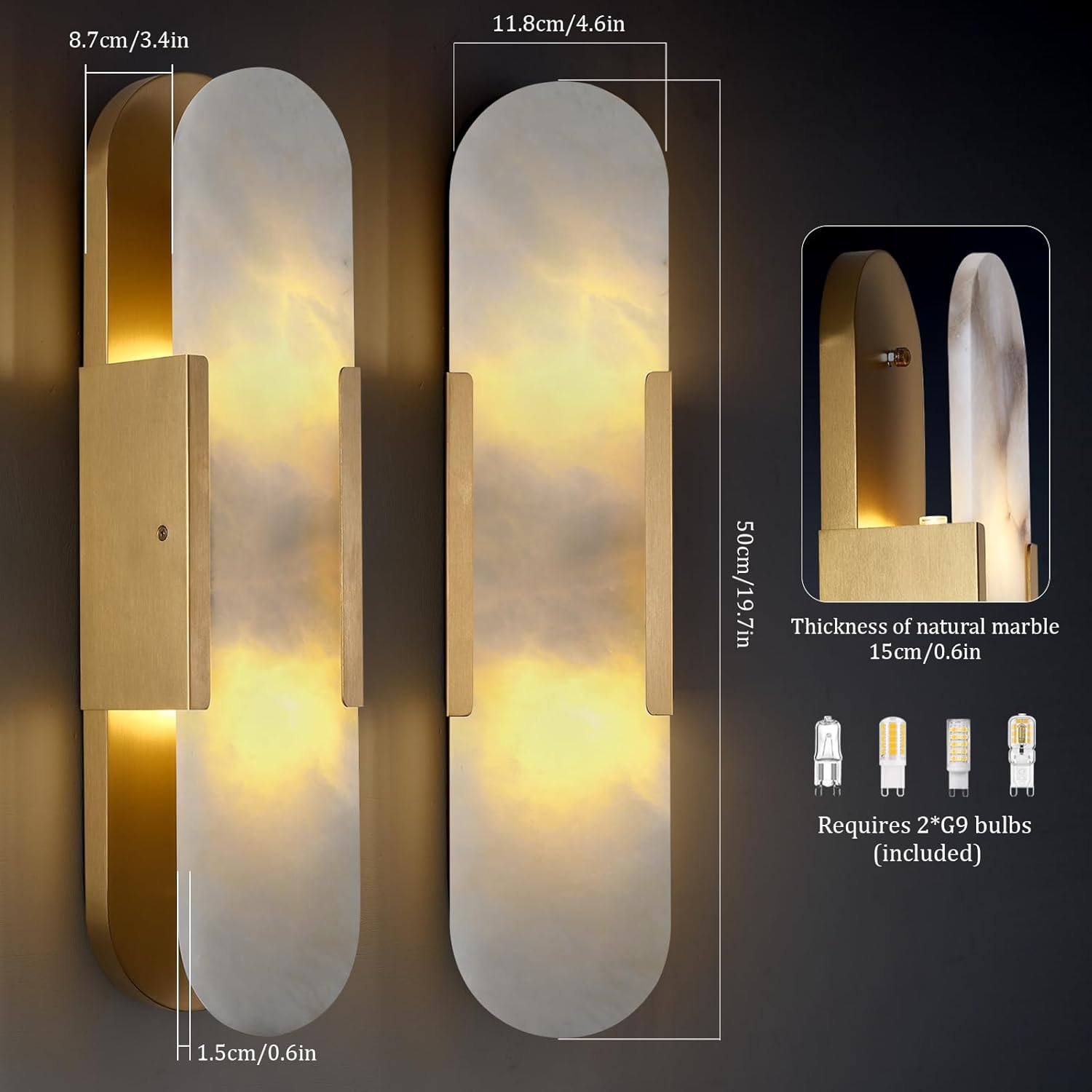 Trinidad Alabaster Wall Sconces 14" 20"