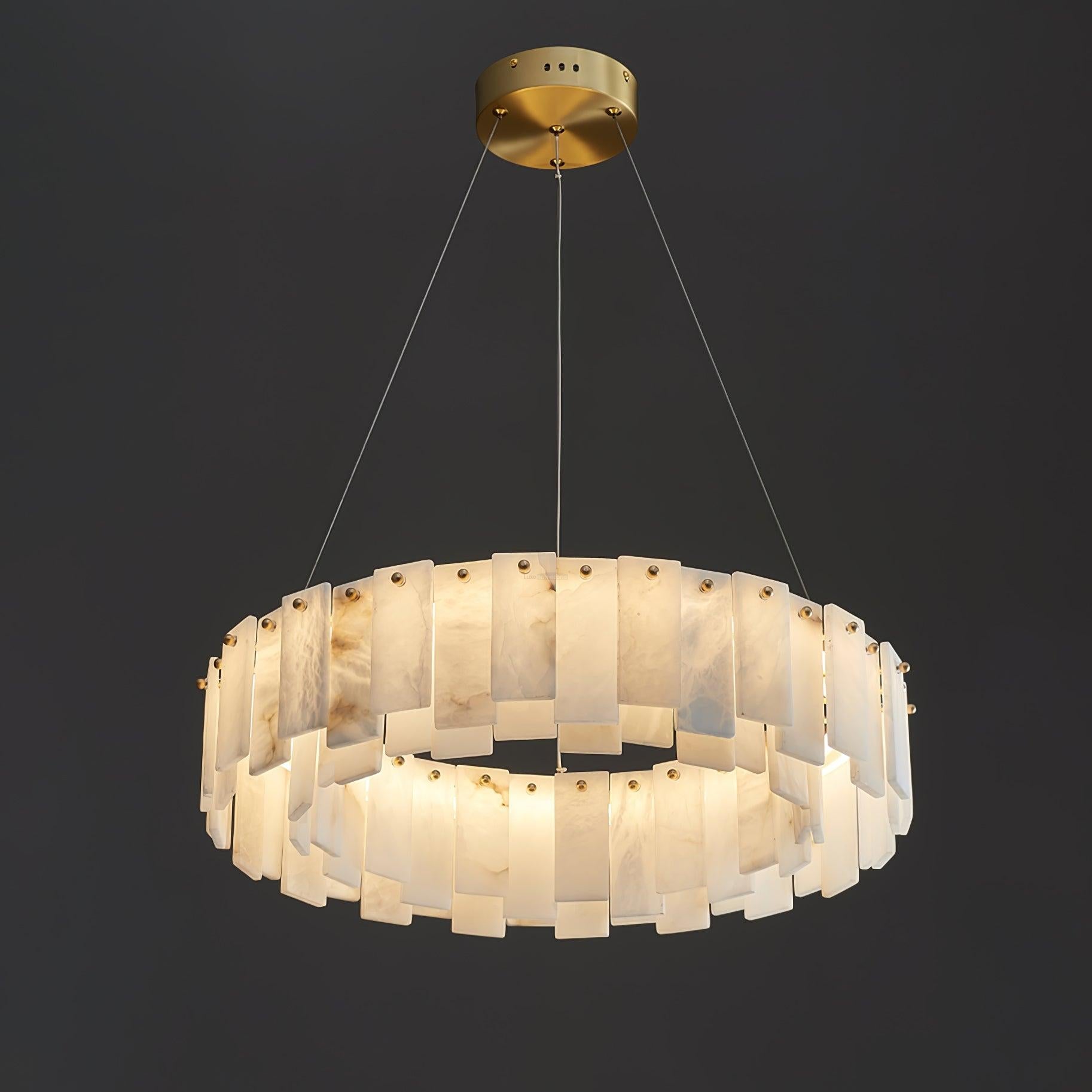 Celestial Alabaster Round/Square Chandelier - Alabaster, Alabaster Chandelier-1-Luxehomezone