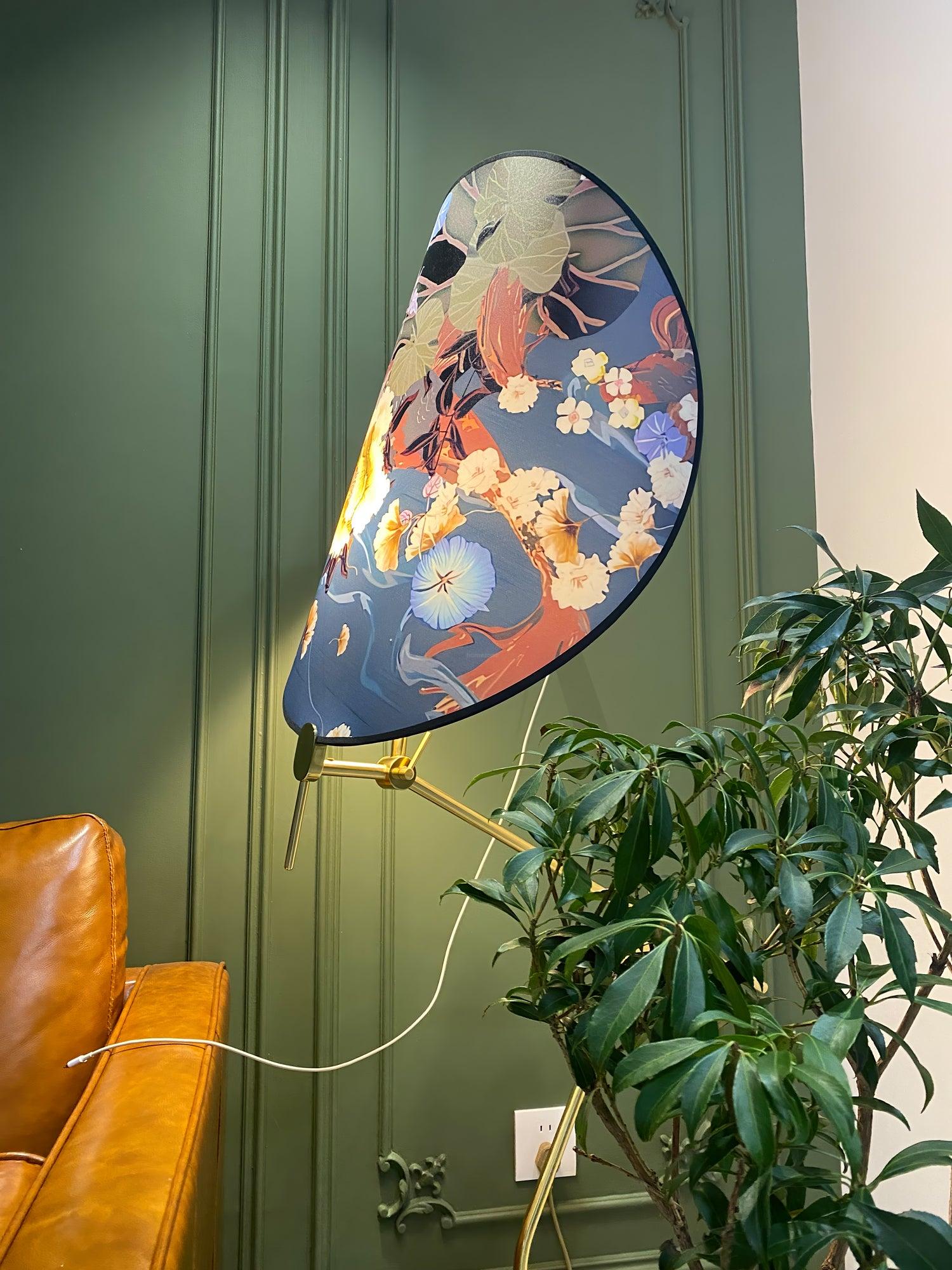 Floral Nocturne Floor Lamp ∅ 23.6″ - Drapery-1-Luxehomezone