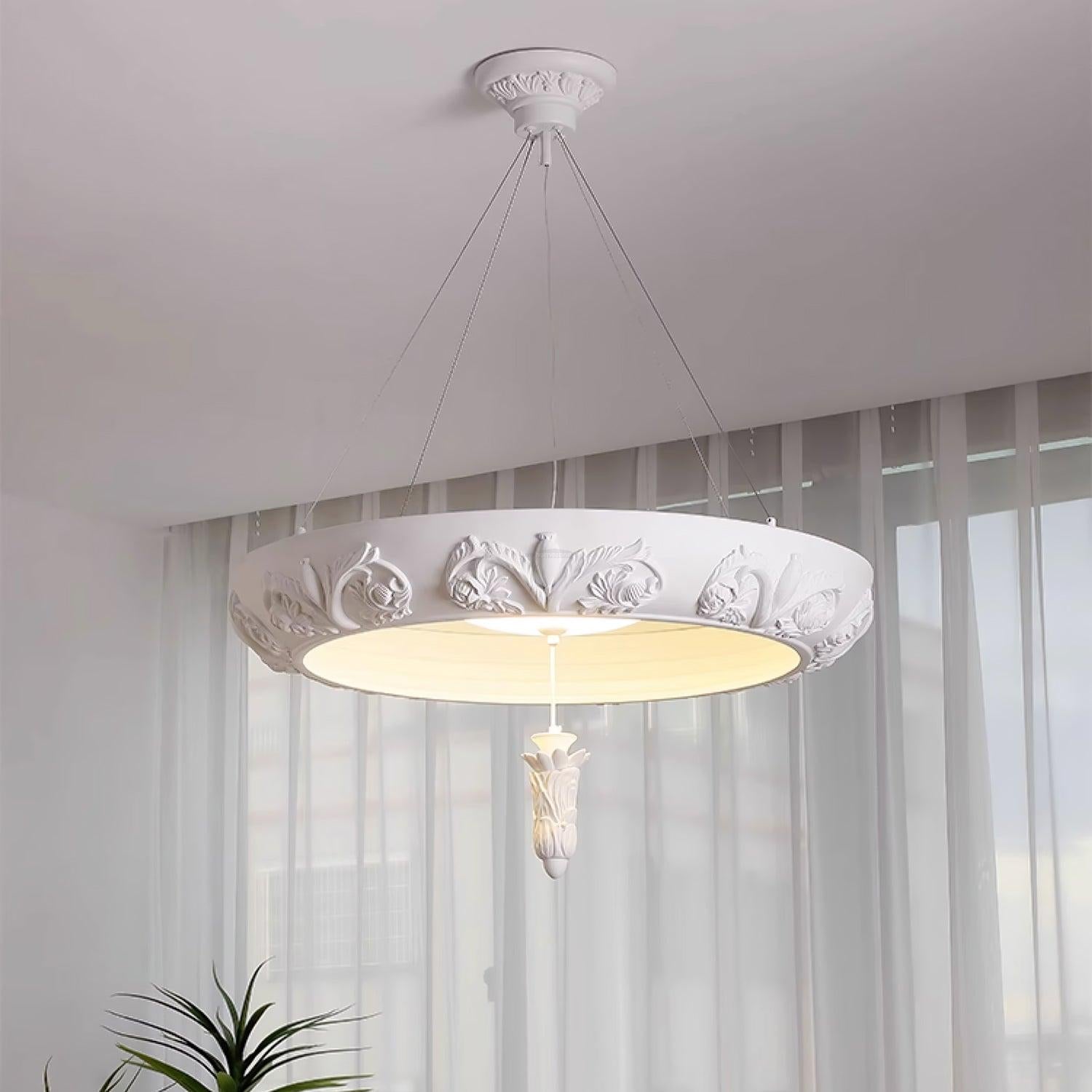 Artistic Carved Plaster Chandelier ∅ 23.6″~∅ 31.5″ - Alabaster-1-Luxehomezone