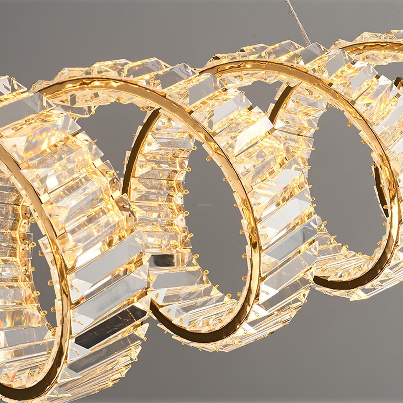 Curved LED Chandelier 39'' 47'' 59'' - Crystals, Straps-1-Luxehomezone