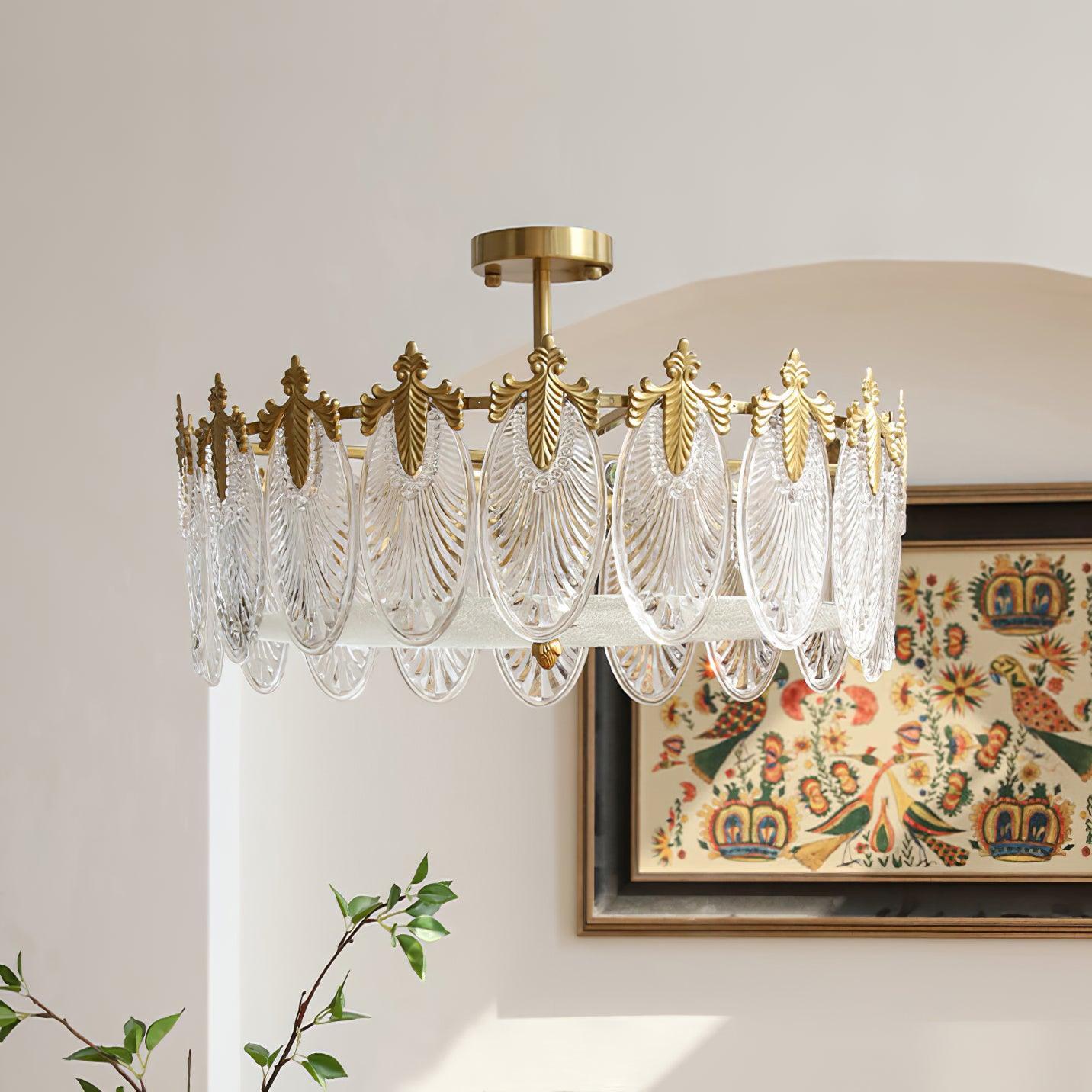 Decorative Pattern Glass Round Chandelier with 5/6/8 heads - Cylinder-1-Luxehomezone
