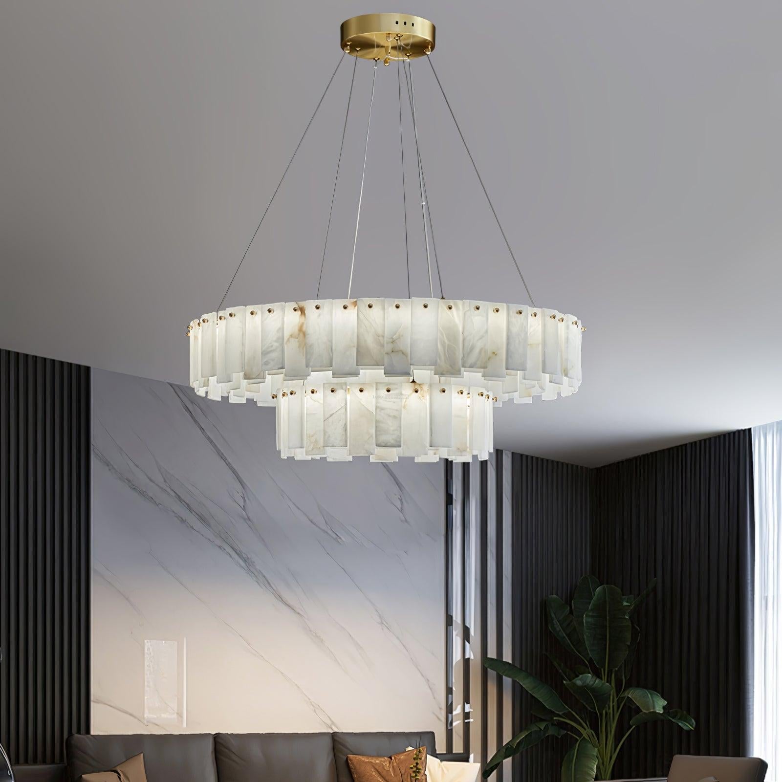 Celestial Alabaster Round/Square Chandelier - Alabaster, Alabaster Chandelier-1-Luxehomezone