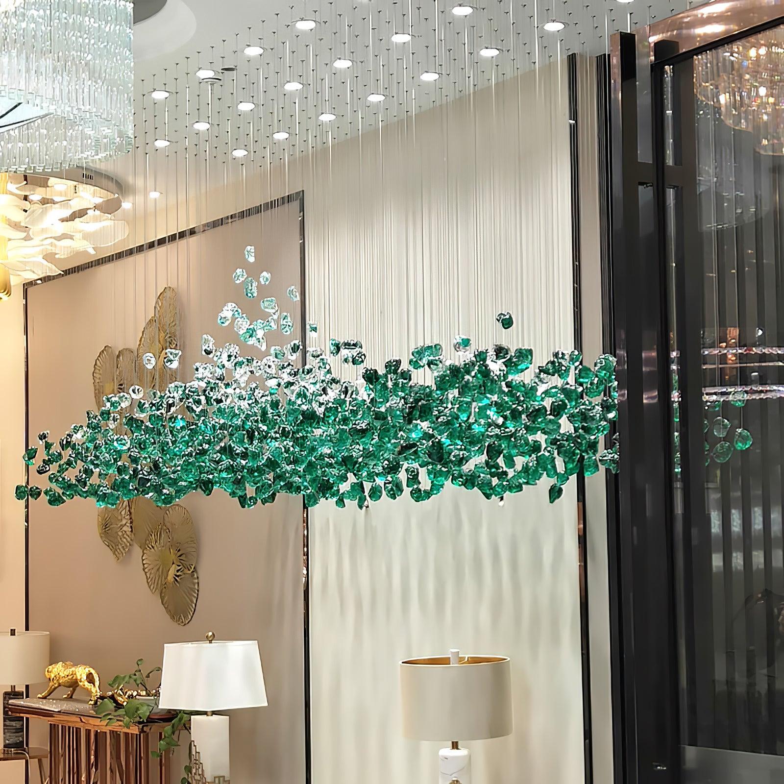 Multicolor Crystal Stone Round/Long canopy Chandelier - Helia-1-Luxehomezone
