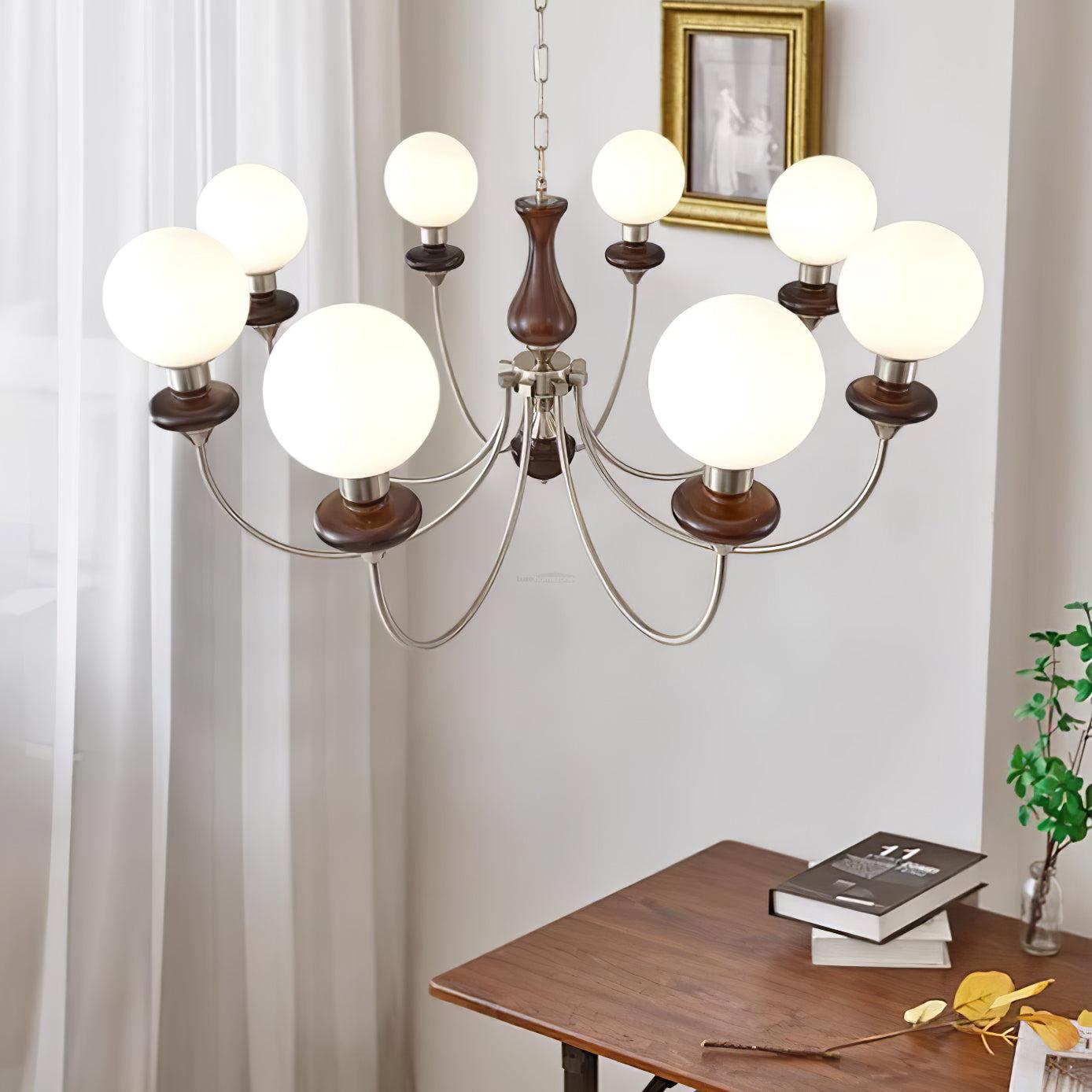Walnut Brass Chandelier with 3/6/8 lamps - Bend, Marshmallow Chandelier-1-Luxehomezone