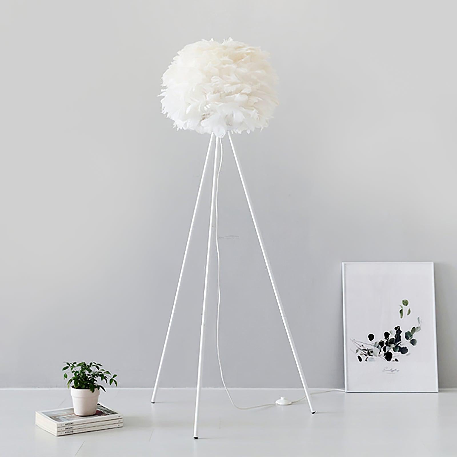 Eos Feather Floor Lamp  ∅ 19.6″ - Feather-1-Luxehomezone