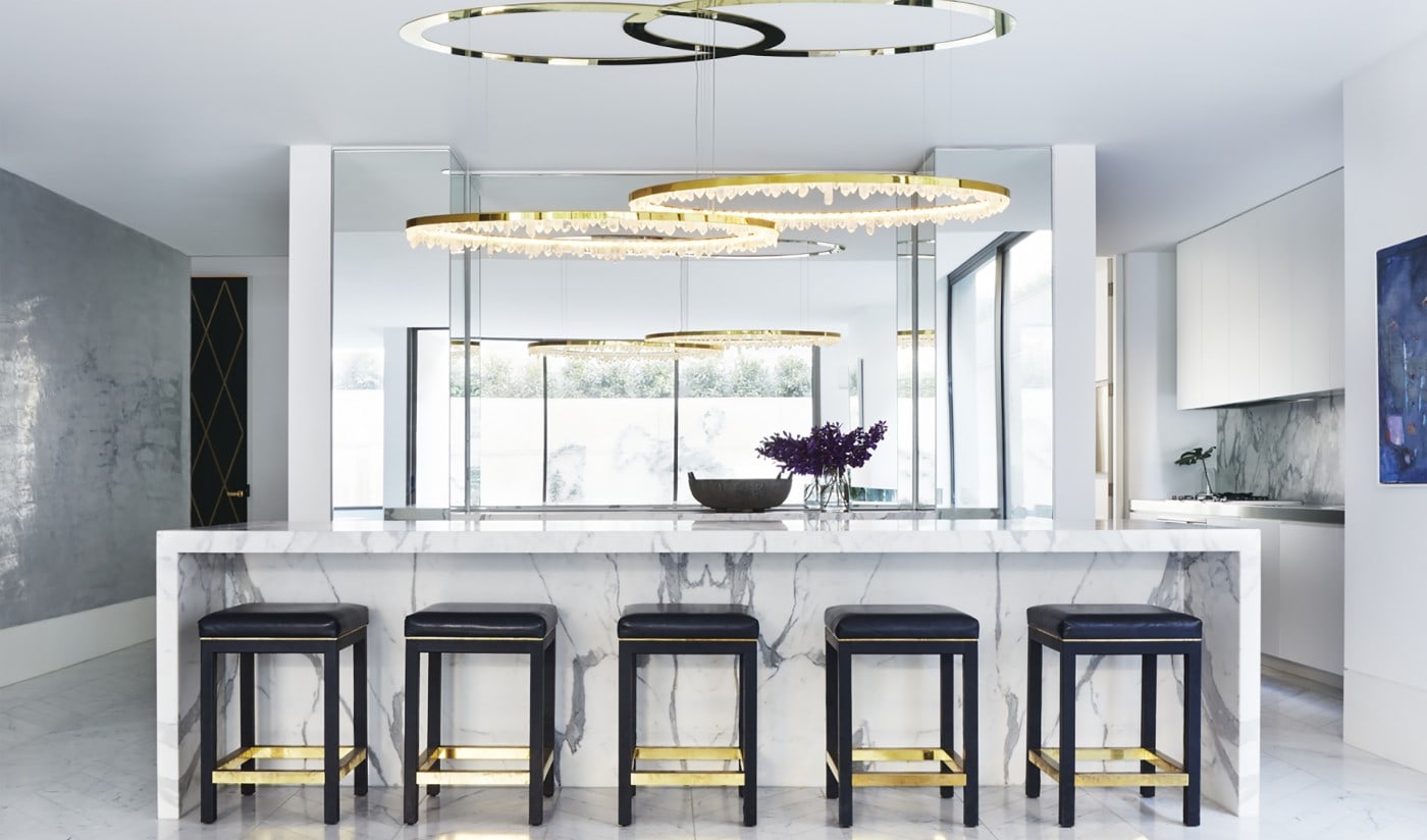 Daimio  Modern  Round Chandelier Brass & Clear Geode Quartz Crystal Hanging Light