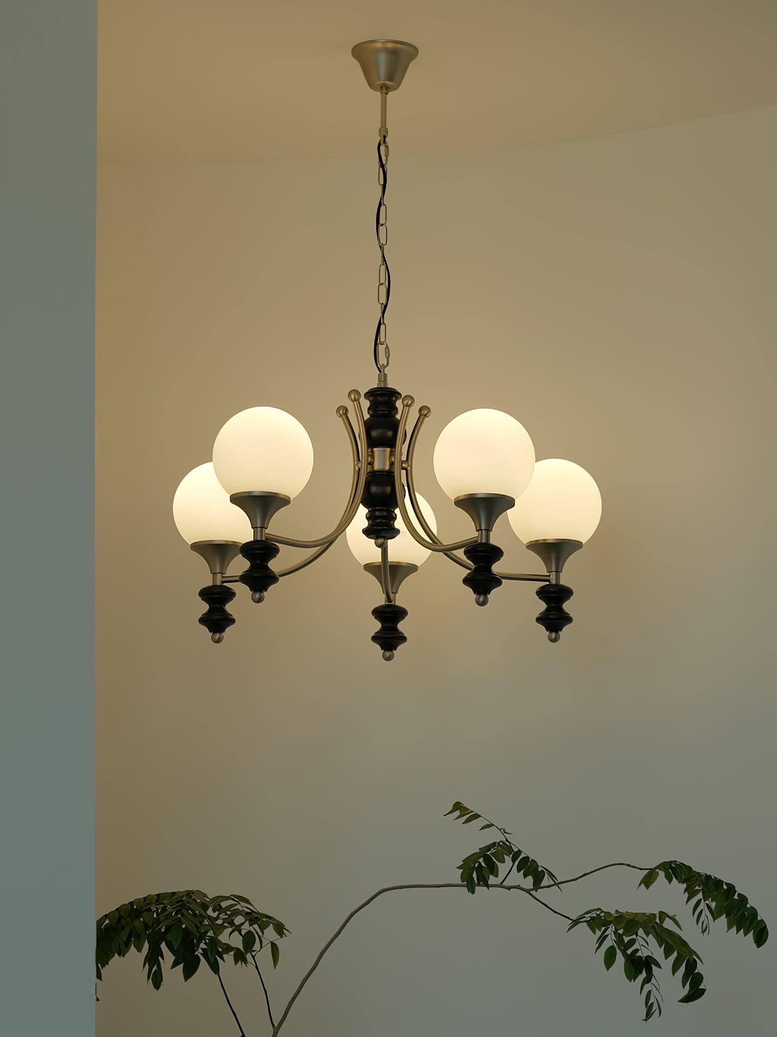 Tina Wooden Chandelier with 3/5 heads - Bend, Marshmallow Chandelier-1-Luxehomezone