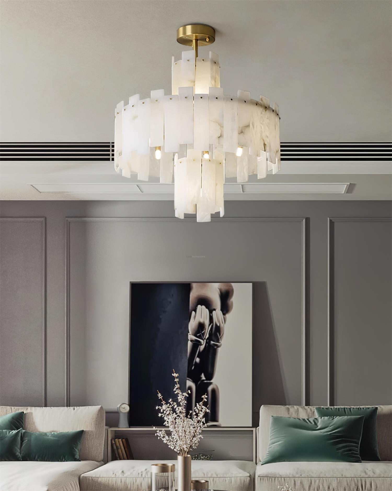 Regina Alabaster Round Chandelier - Alabaster, Alabaster Chandelier-1-Luxehomezone