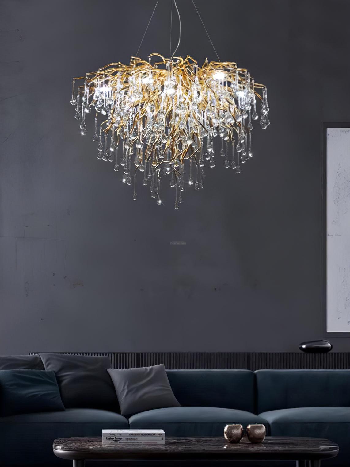 Teardrop Style Crystal Chandelier - Crystals, Gold & Clear crystal-1-Luxehomezone