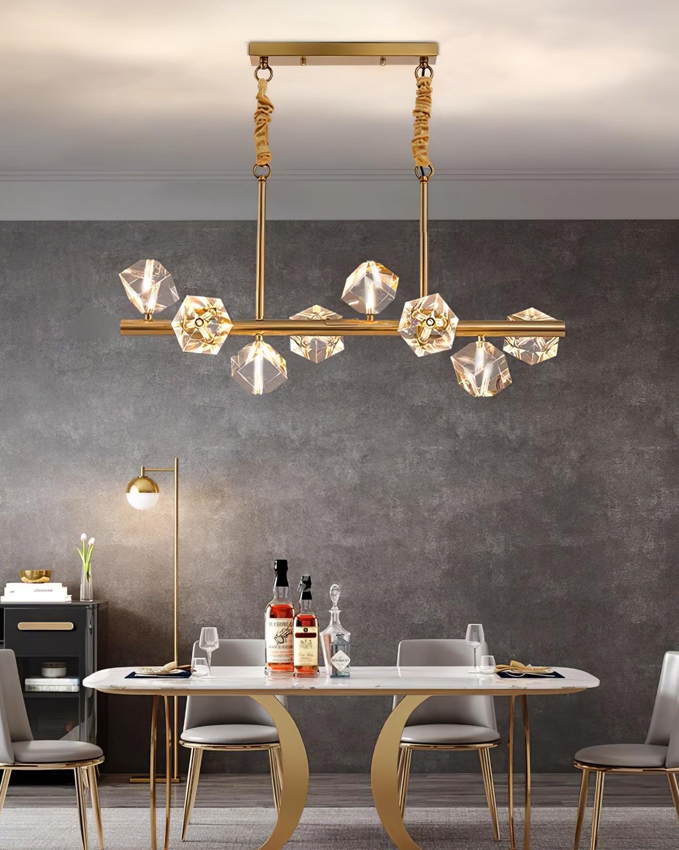 Takku Crystal Linear Chandelier - Black, Gold-1-Luxehomezone