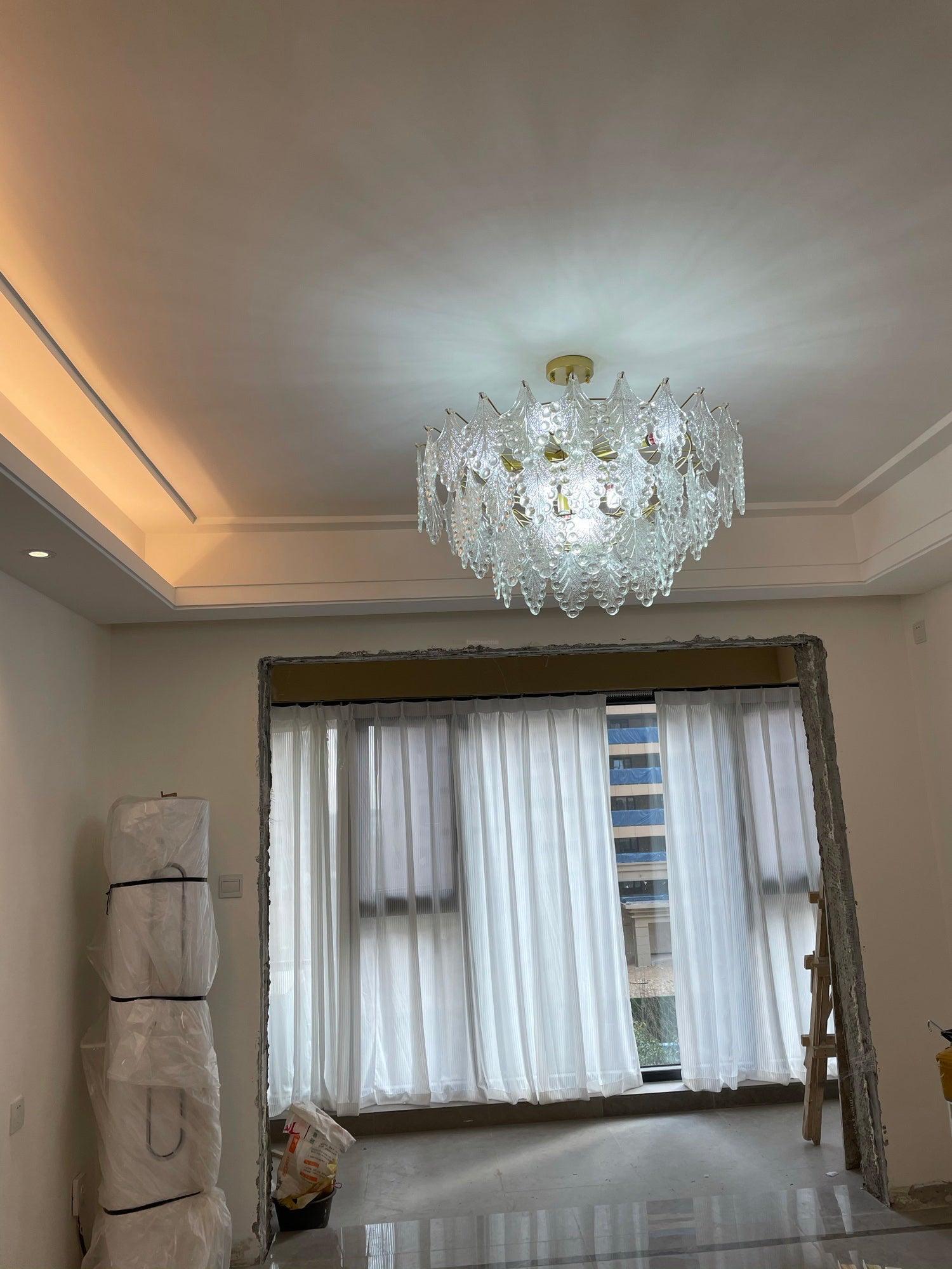 Tiered Carved Glass Chandelier Φ 15.7″ - Luxehomezone