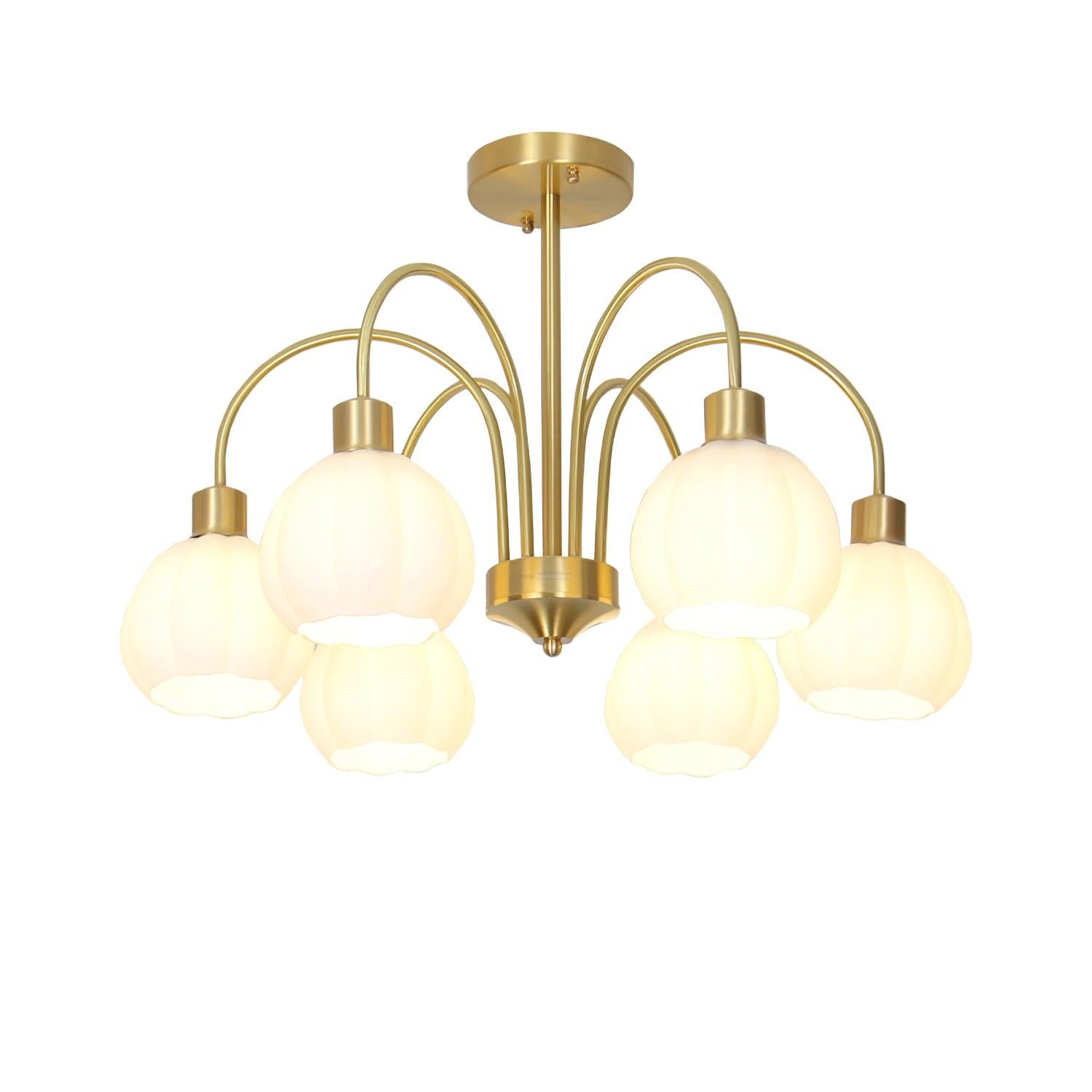 Golden Pumpkin Glass Chandelier with 3/5/6/8 heads - Bend-1-Luxehomezone