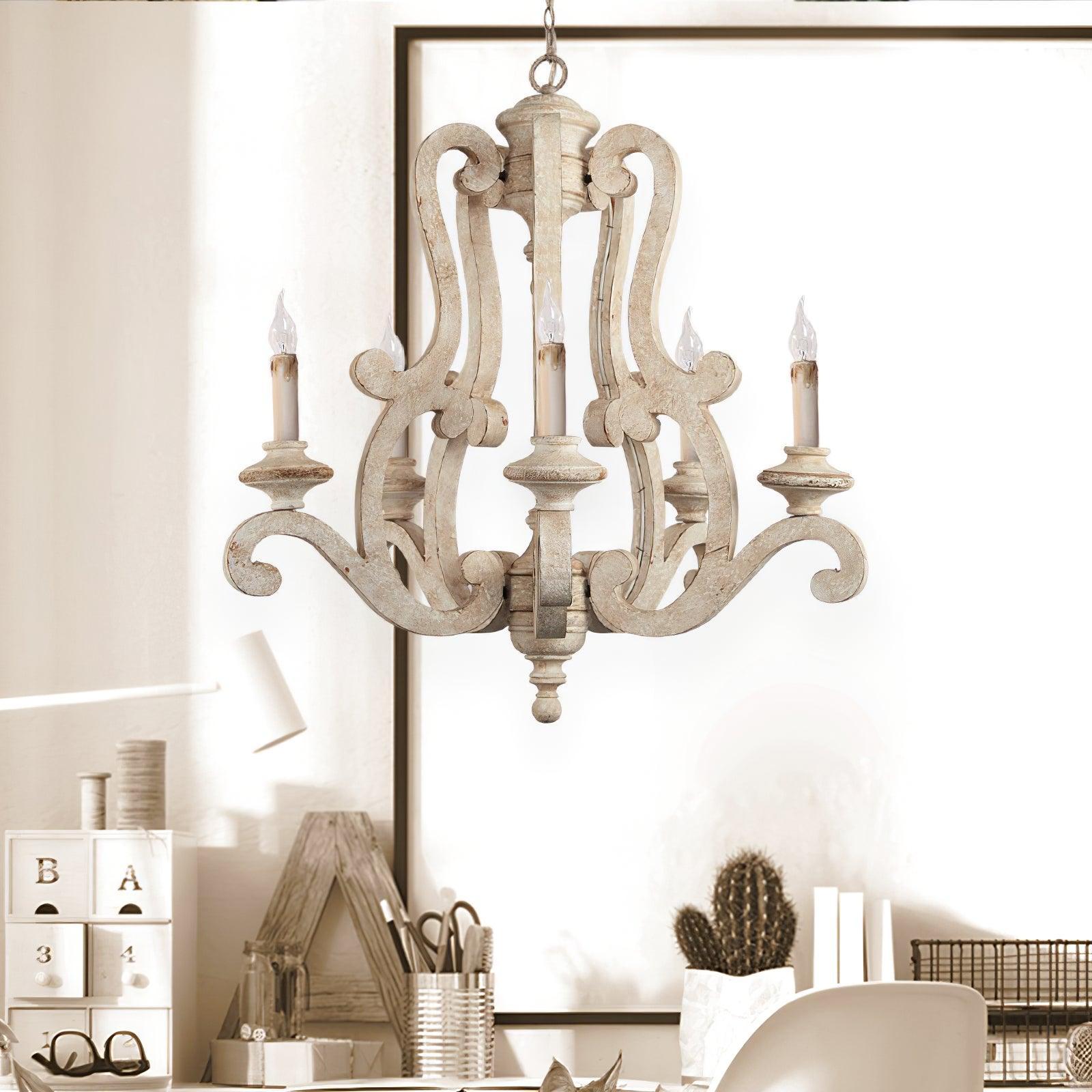 Parrotuncle Wooden Candle Chandelier Φ 23.6″ - Candle-1-Luxehomezone