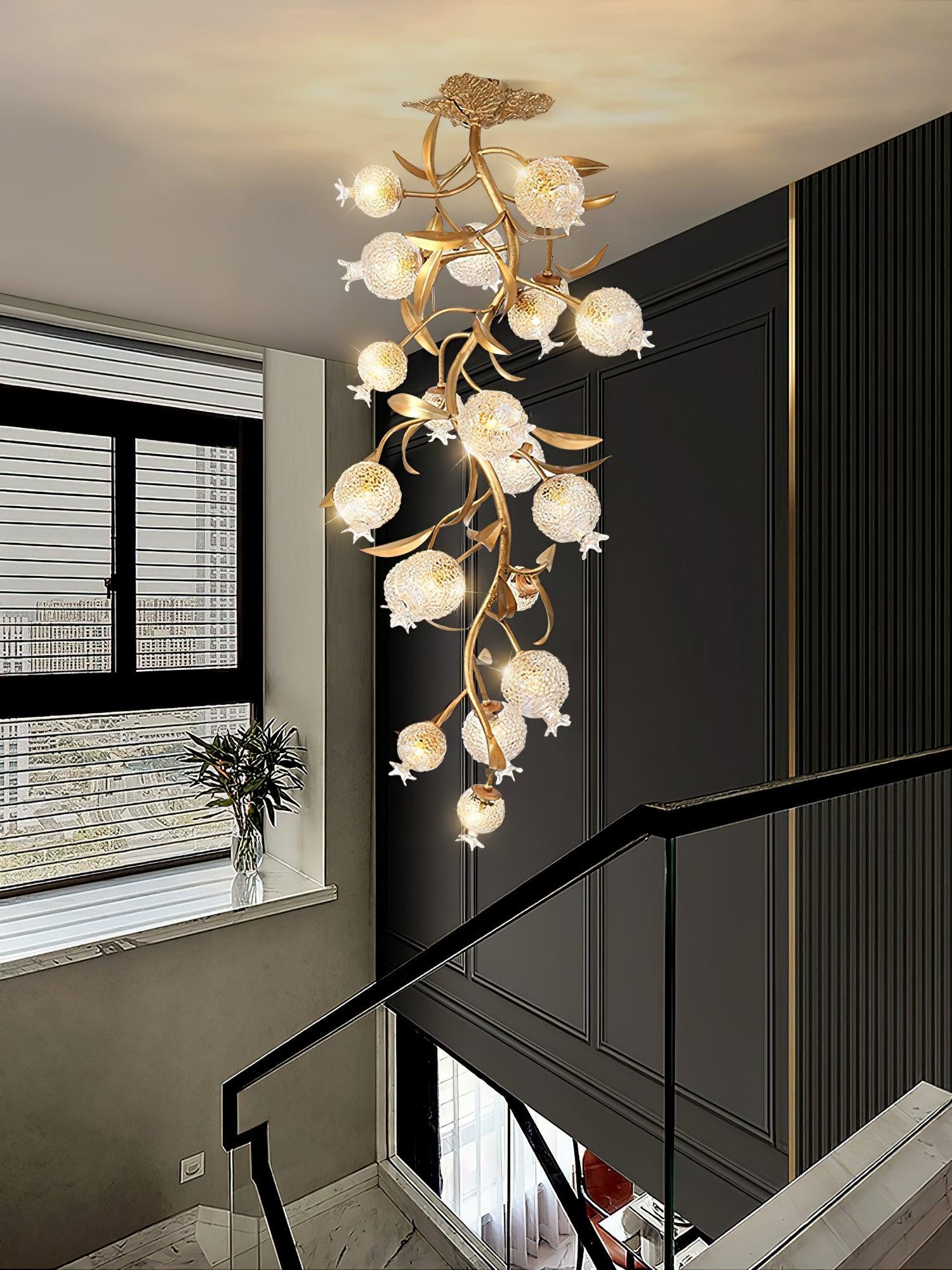 Pomegranate Brass Chandelier ∅ 19.7″ - Helia, Semi Flush Mounts-1-Luxehomezone