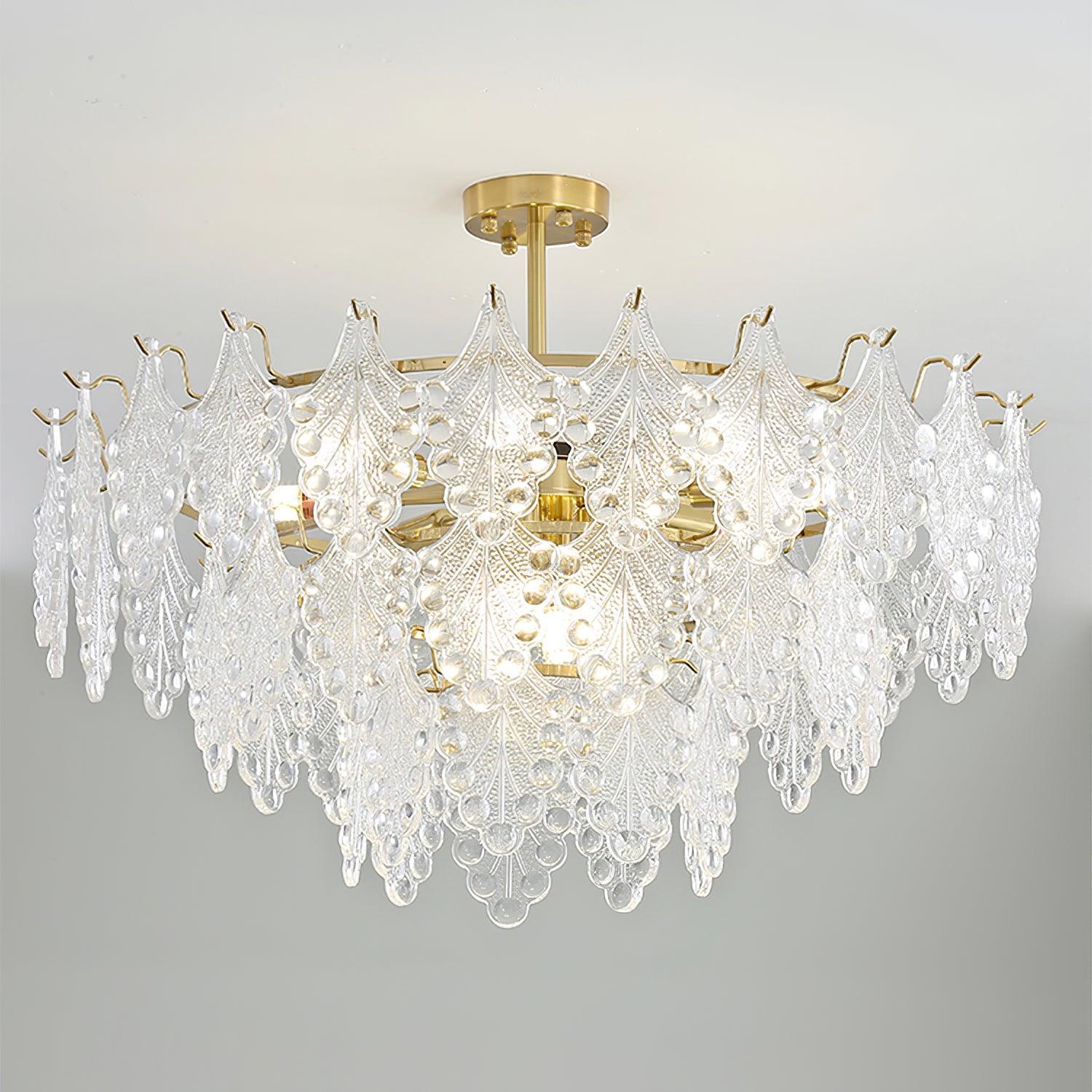 Tiered Carved Glass Chandelier Φ 15.7″ - Luxehomezone