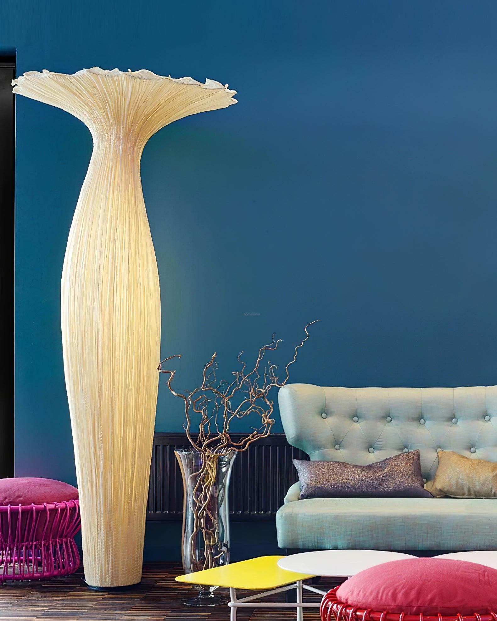 Vase Fabric Floor Lamp ∅ 19.7″ - Drapery-1-Luxehomezone