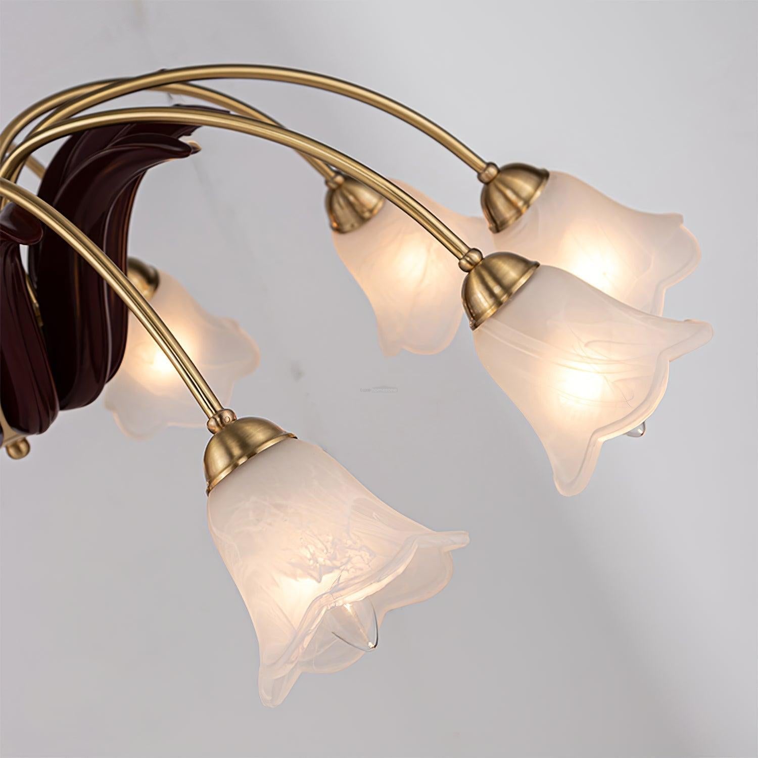 Brass Pastoral Flower Chandelier with 6/8/10 heads - Zahara-1-Luxehomezone
