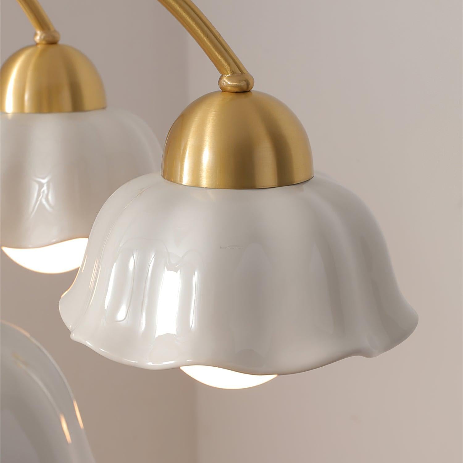 Swedish Modern Brass Chandelier with 3/5/6/8 heads - Flower Ceramic, Optimized-1-Luxehomezone