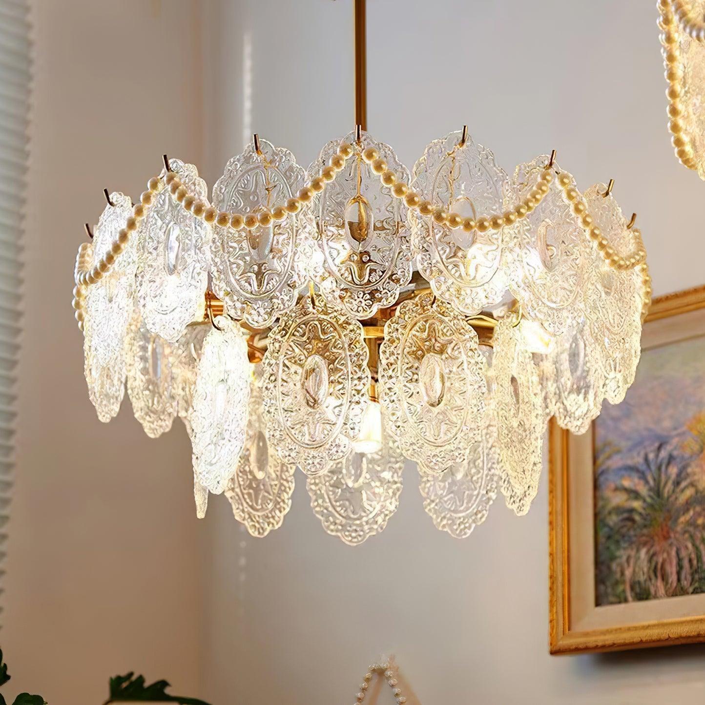 Wave Pearl Style Chandelier - Cylinder-1-Luxehomezone