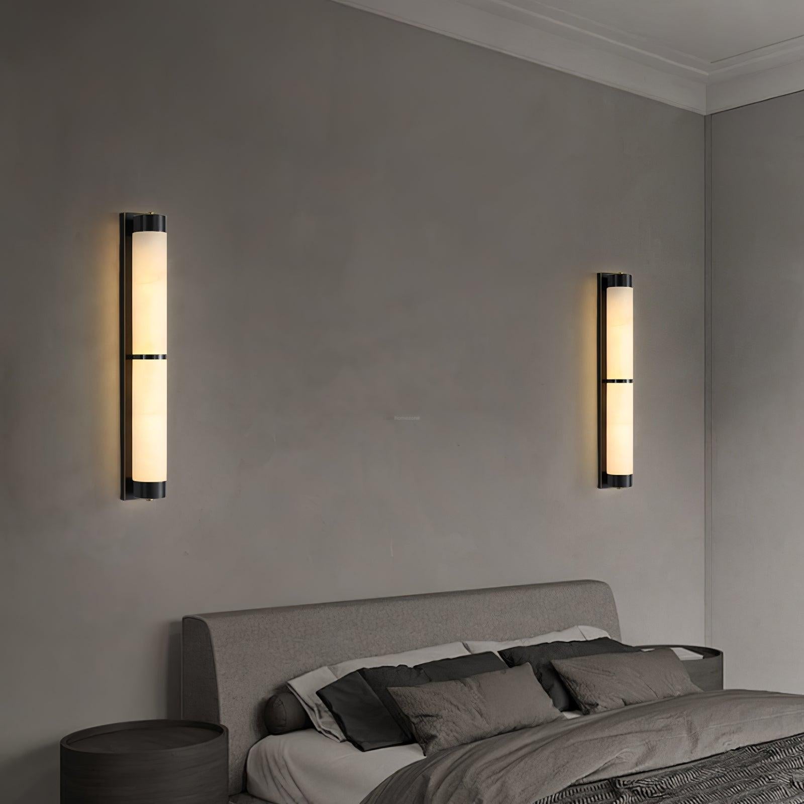 Cylindra Alabaster Brass Wall Sconce - Alabaster, Alabaster Wall Lamp-1-Luxehomezone