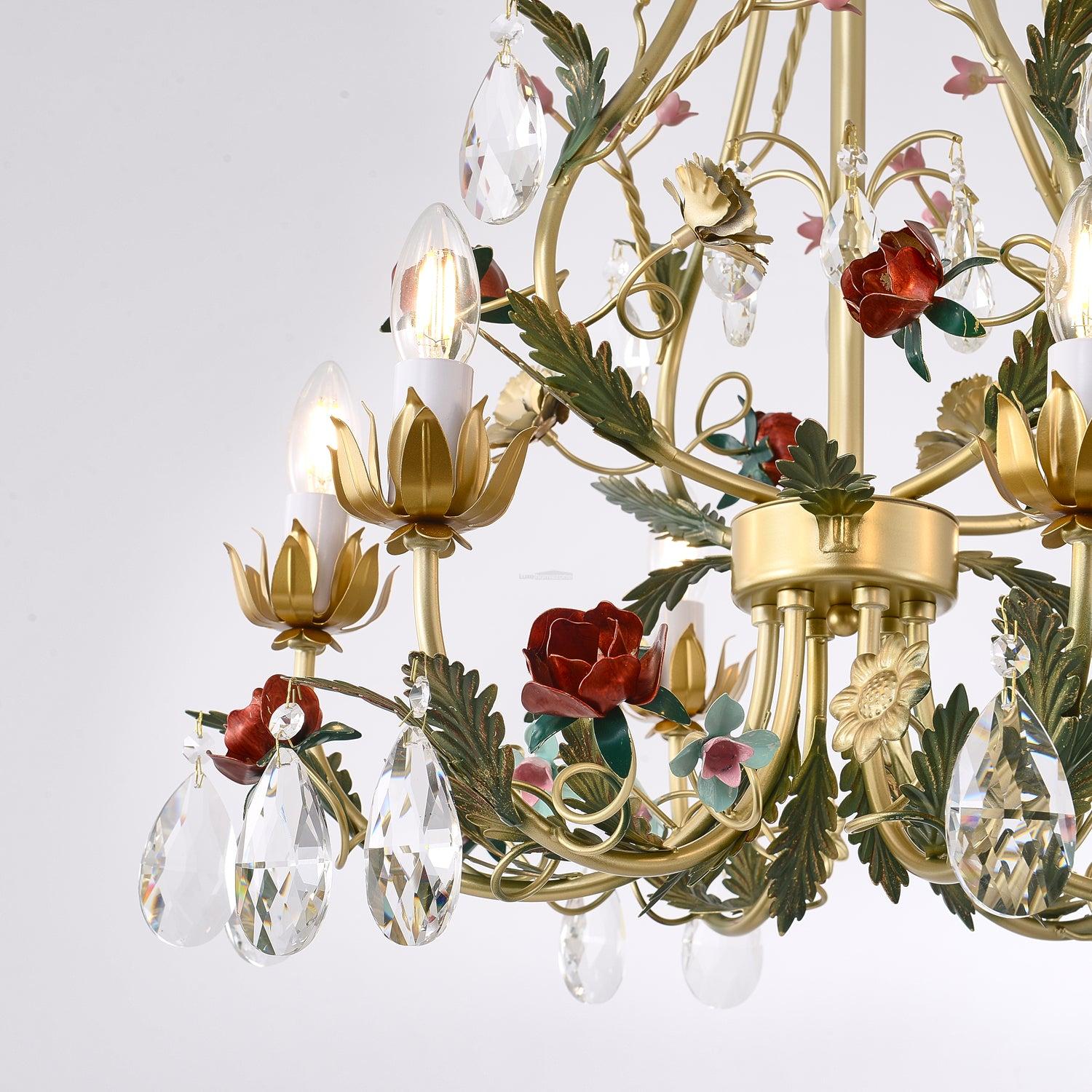 Candle Style Rose Love Chandelier with 6/8 heads - Candle-1-Luxehomezone