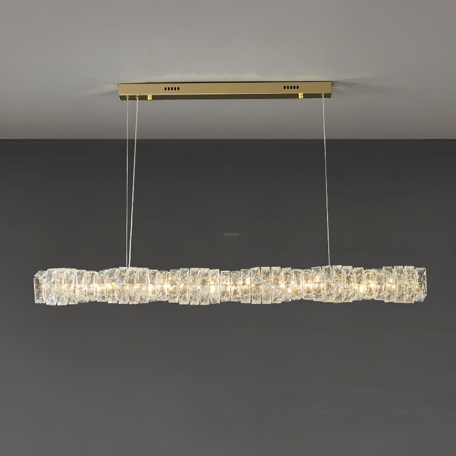 Long Crystal  Linear Pendant Light - Bar-1-Luxehomezone