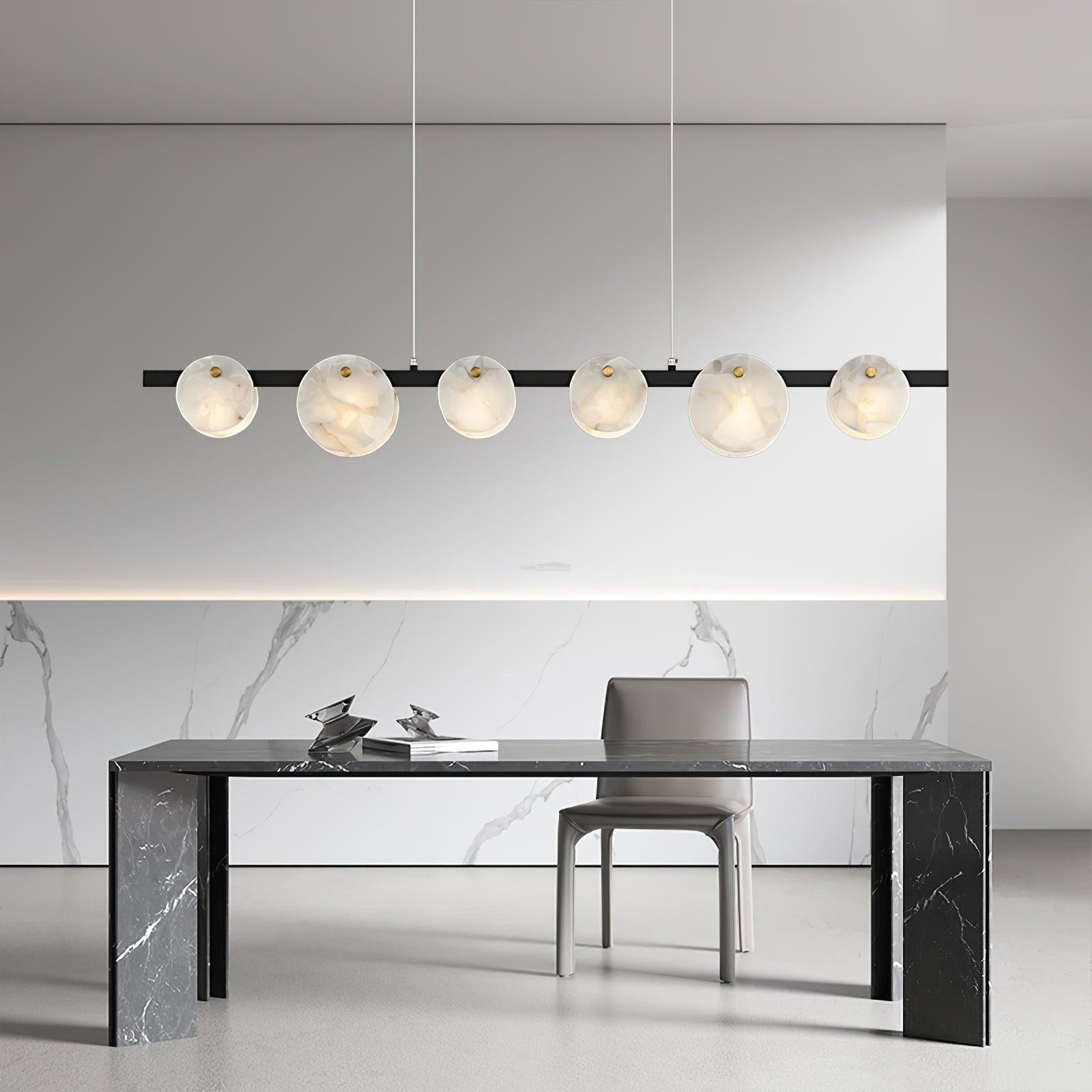 Trinidad Linear Dining Room  Alabaster Chandelier - Alabaster, Alabaster Chandelier-1-Luxehomezone
