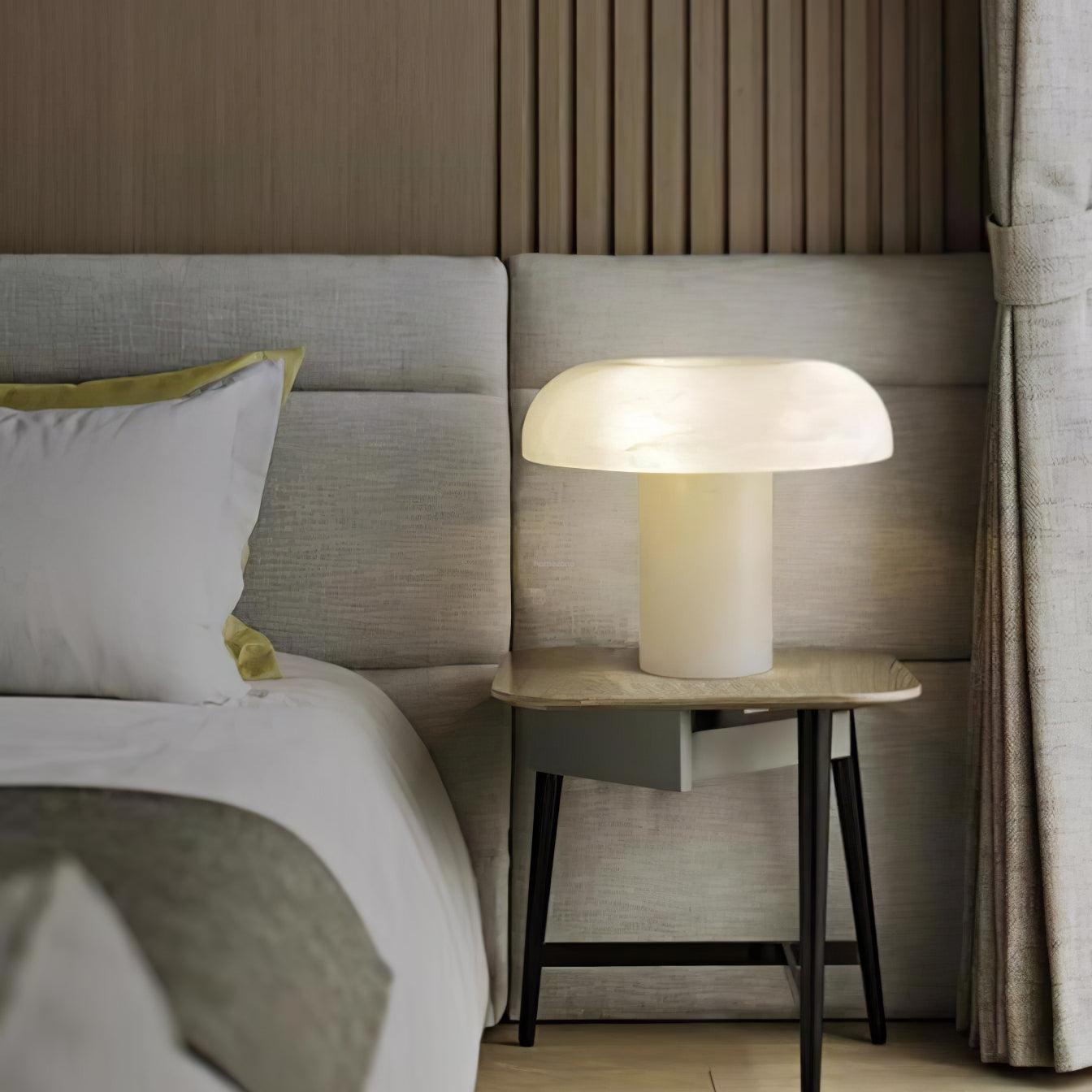 Mushroom Table Lamp Style B - Alabaster-1-Luxehomezone