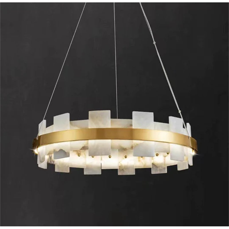 Anita Alabaster Round Chandelier