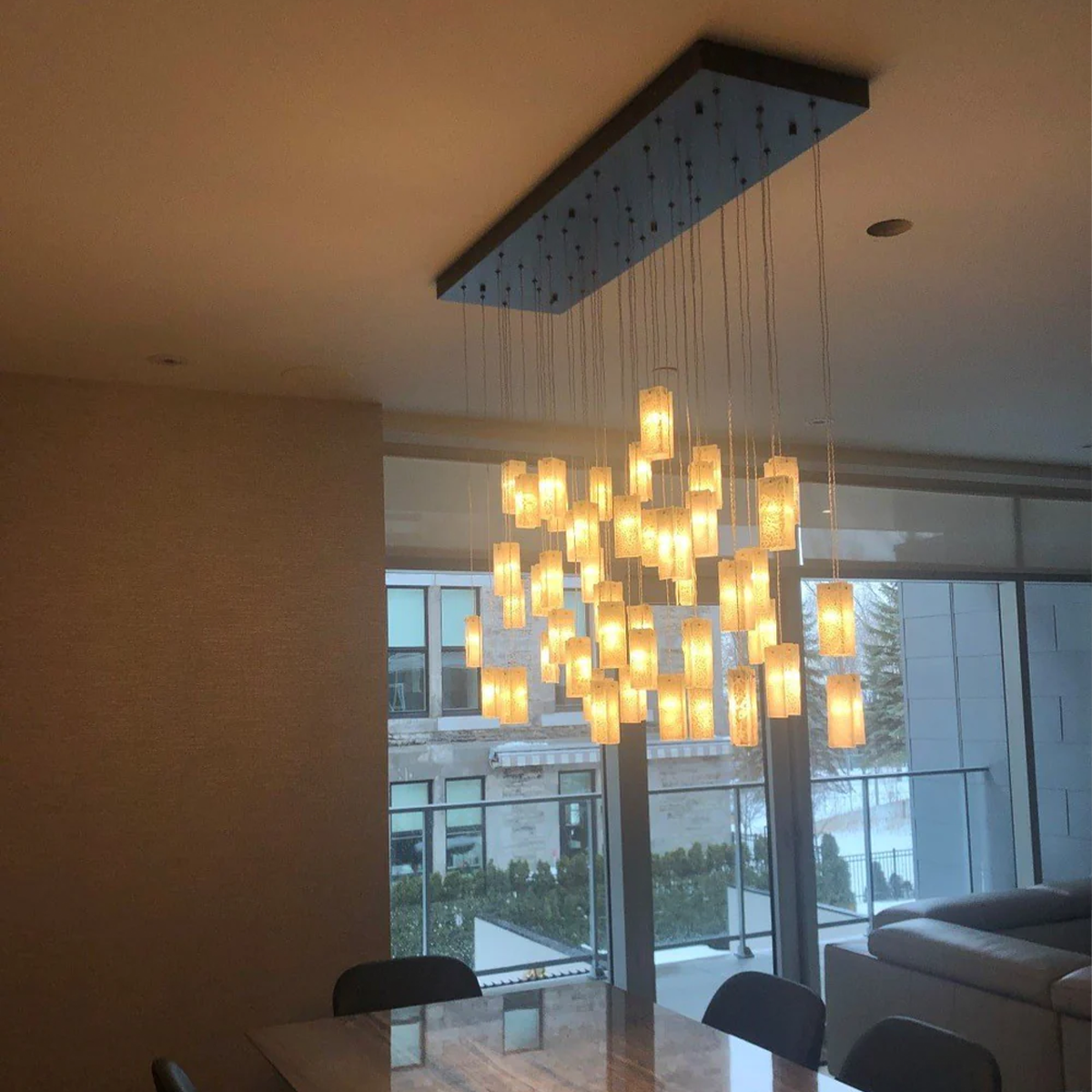 Rectangular  Glass  Pendant Chandelier Cluster - Cluster-1-Luxehomezone