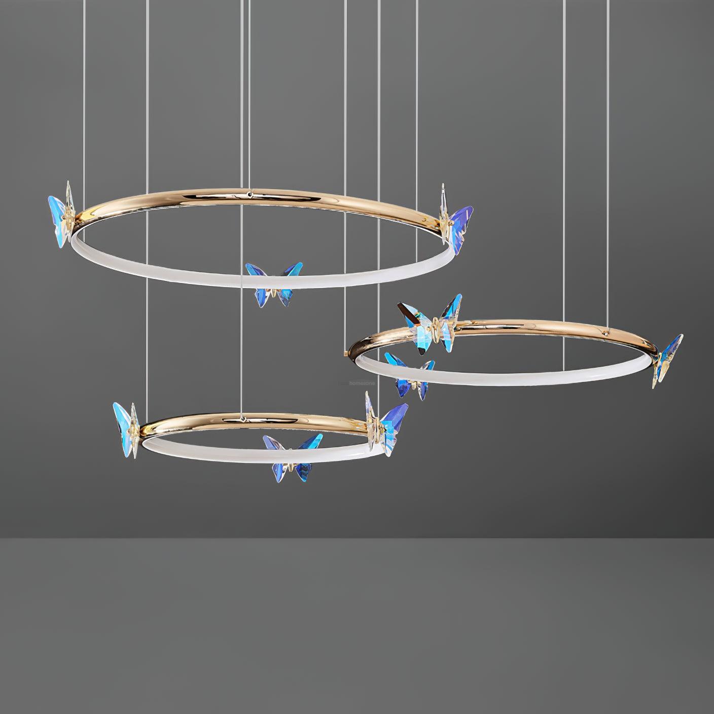 Blue Butterfly Round Chandelier - Butterfly-1-Luxehomezone