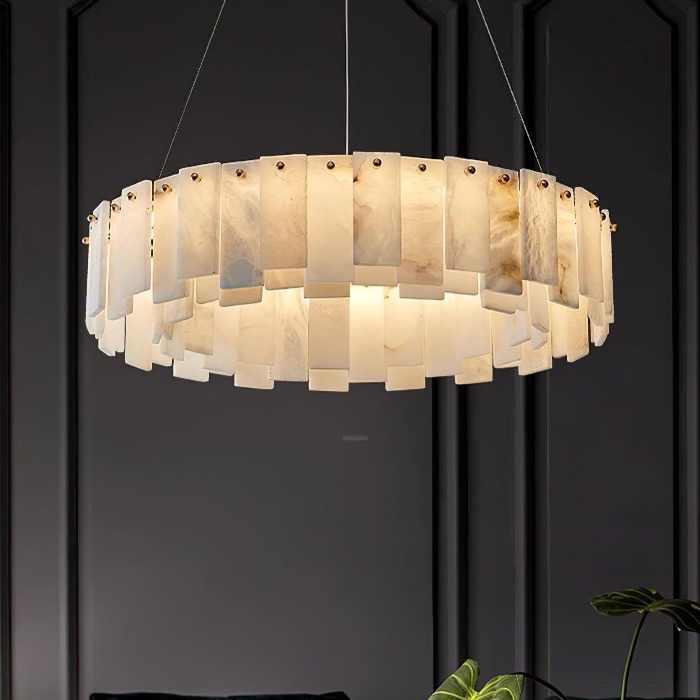 Celestial Alabaster Round/Square Chandelier - Alabaster, Alabaster Chandelier-1-Luxehomezone
