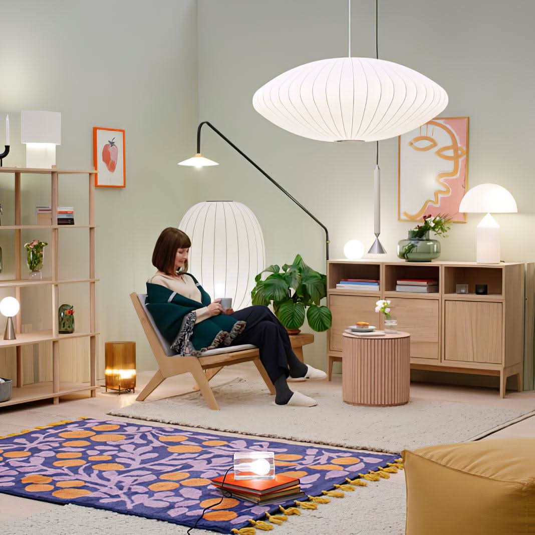 Bubble Pendant Light with Artificial Silk Lampshade - Luxehomezone