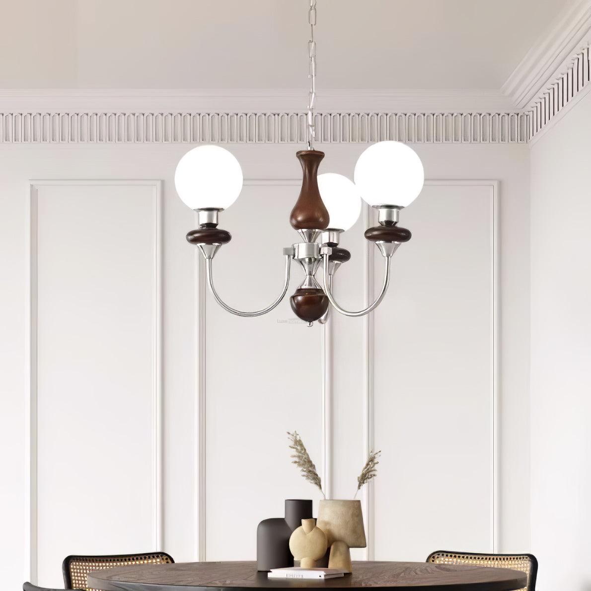 Walnut Brass Chandelier with 3/6/8 lamps - Bend, Marshmallow Chandelier-1-Luxehomezone