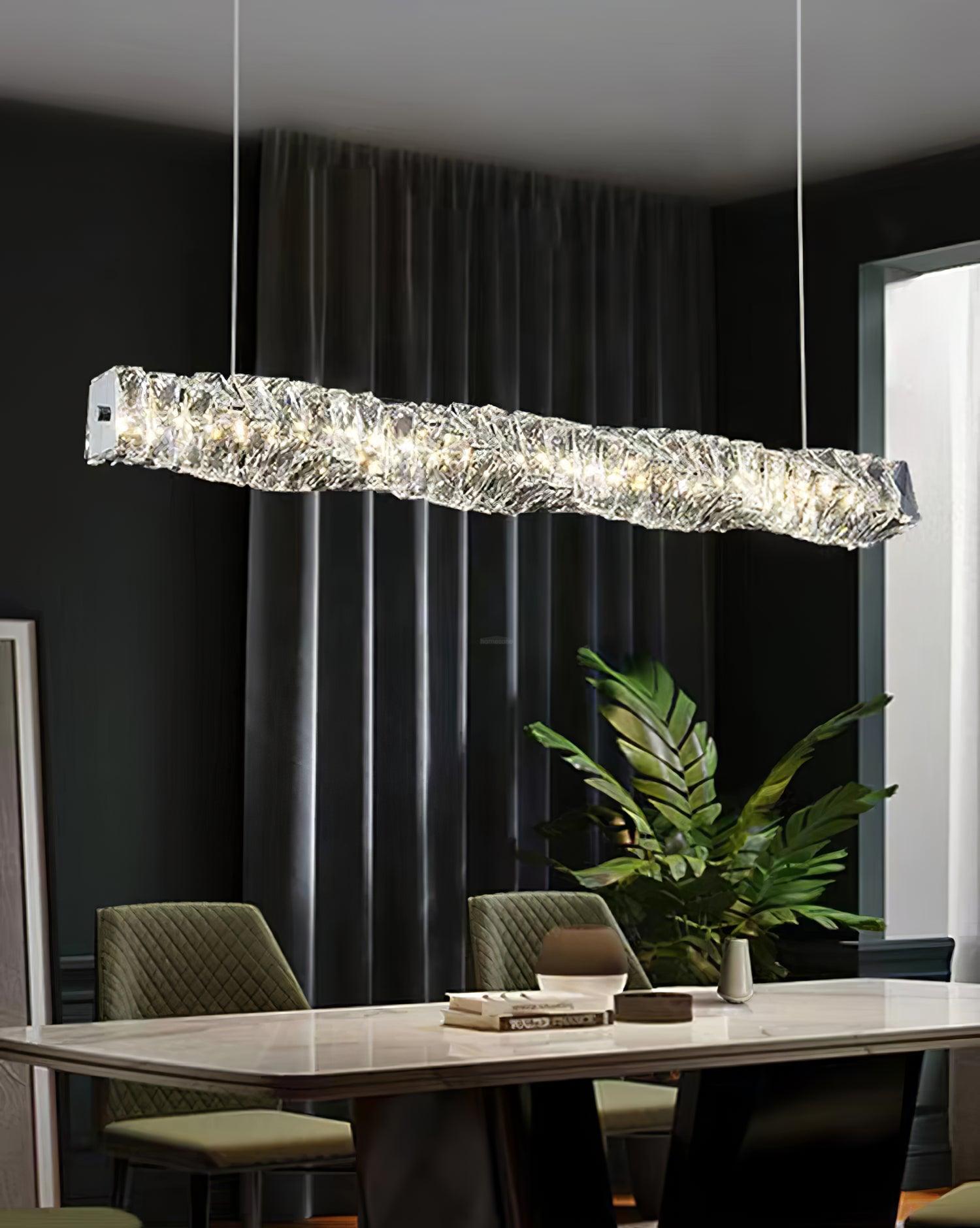 Long Crystal  Linear Pendant Light - Bar-1-Luxehomezone