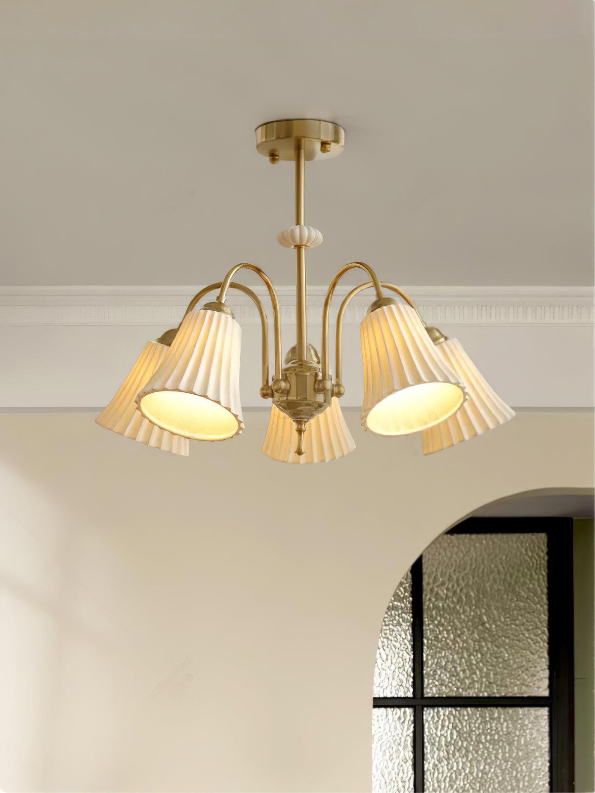 Medieval Ceramic Trumpet Chandelier with 3/5/8 lamps - Flower Ceramic-1-Luxehomezone
