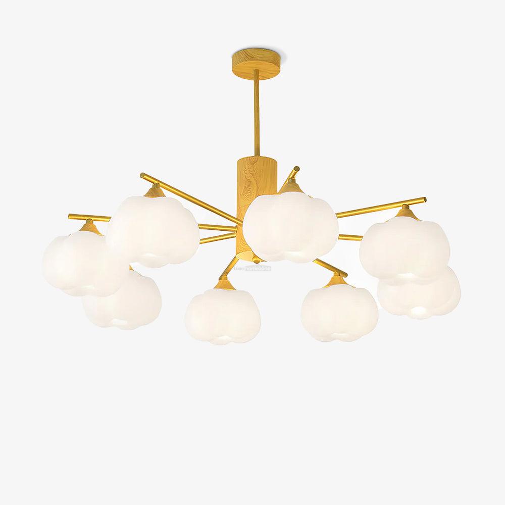 Wooden Cotton Balls Chandelier with 5/8 lamps - Zahara-1-Luxehomezone