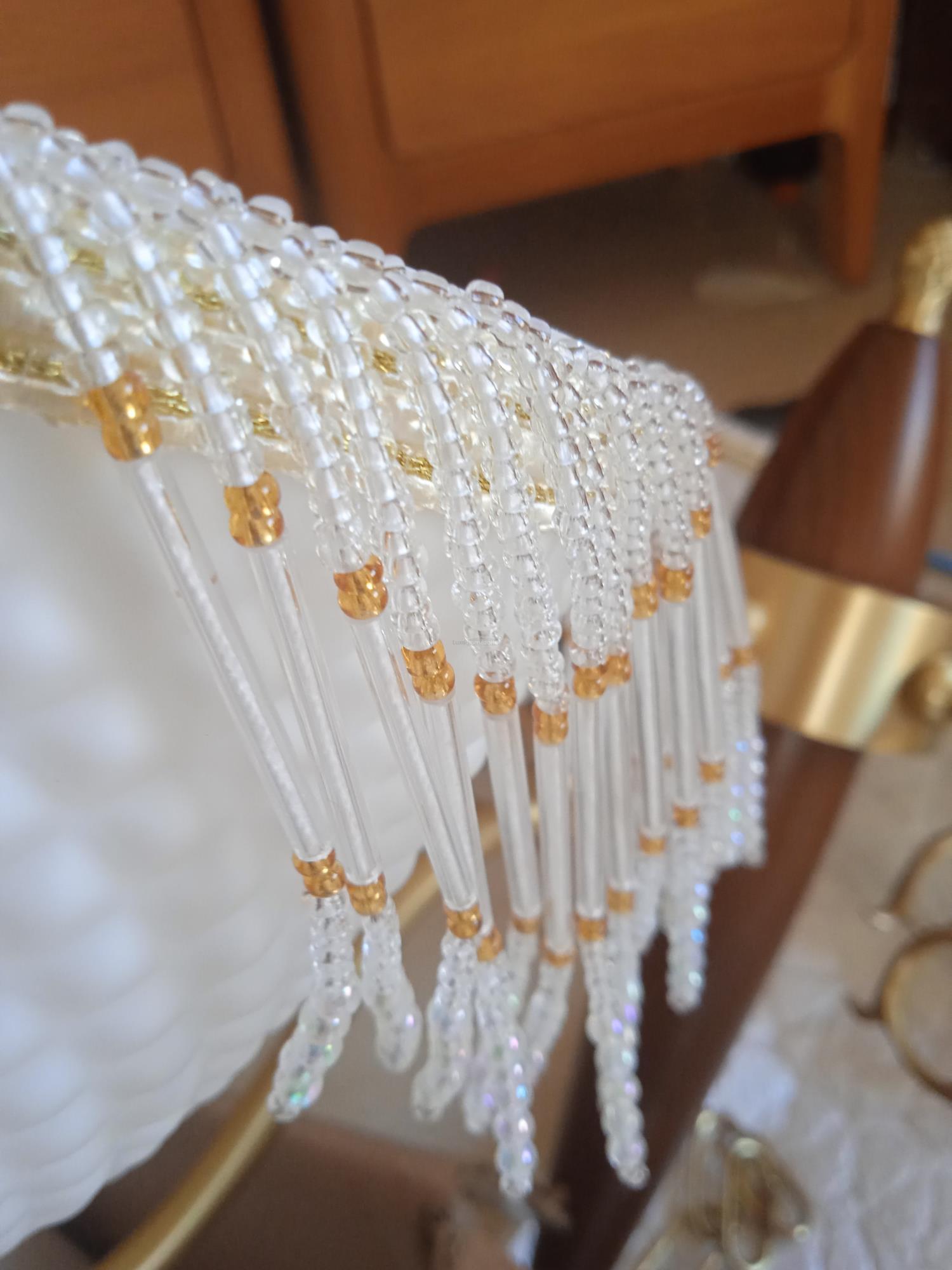Mesh Tassel Glass Chandelier ∅ 19.7″ - Tassel-1-Luxehomezone