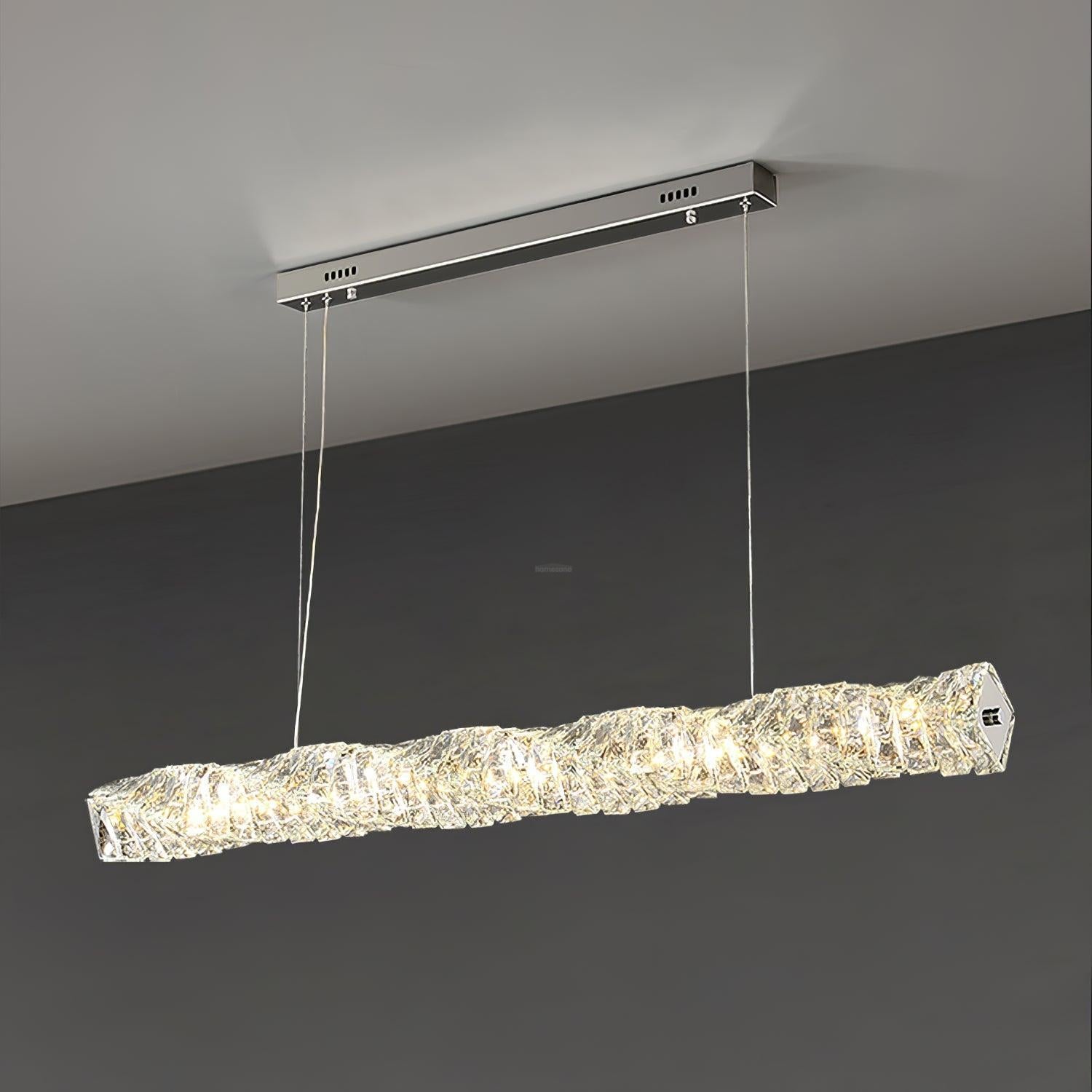 Long Crystal  Linear Pendant Light - Bar-1-Luxehomezone