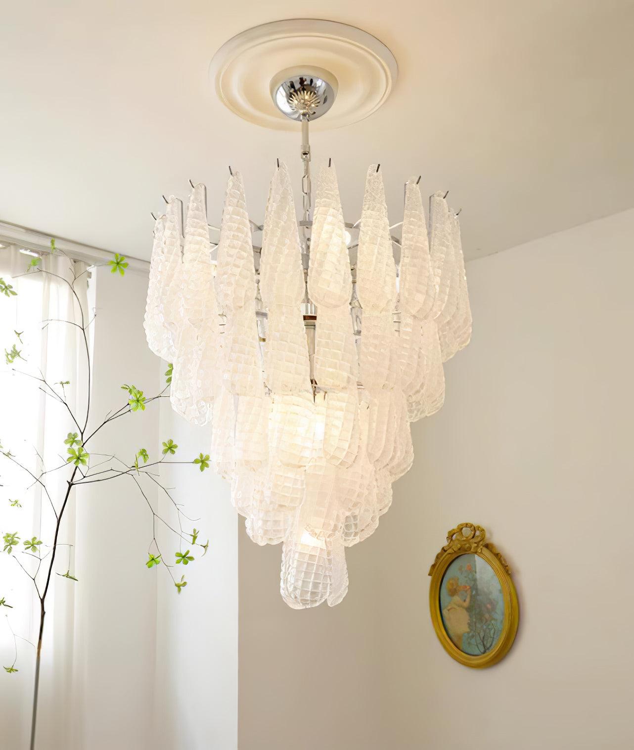 Grid Glass Style Waterfall Chandelier - Cylinder-1-Luxehomezone