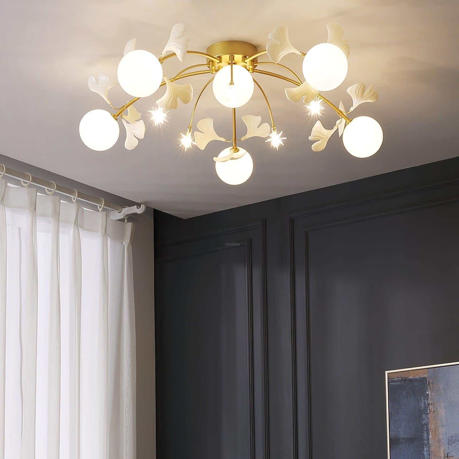 Ginkgo Glass Ceiling Lamp ∅ 39.4″ - Bend, Semi Flush Mounts-1-Luxehomezone