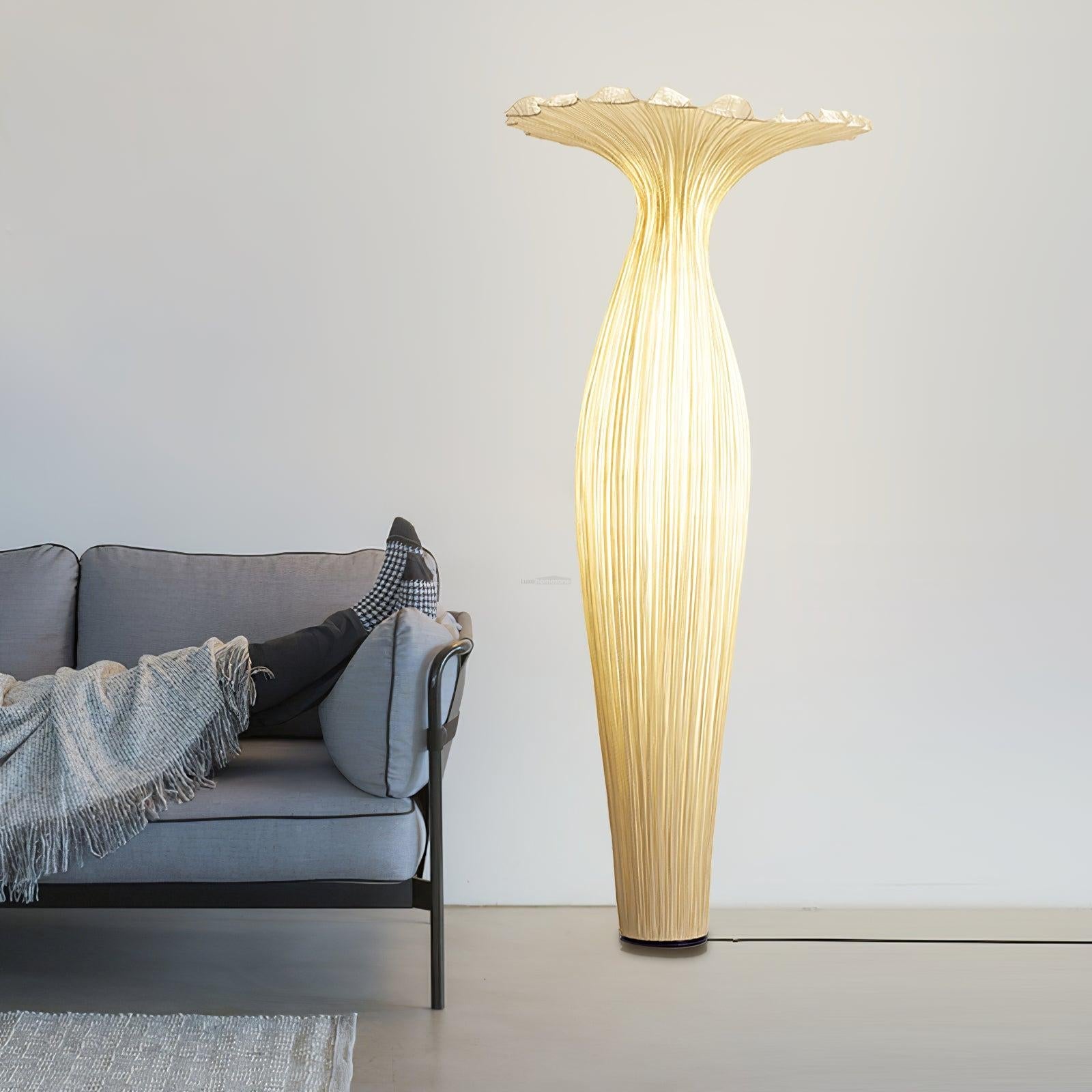 Vase Fabric Floor Lamp ∅ 19.7″ - Drapery-1-Luxehomezone