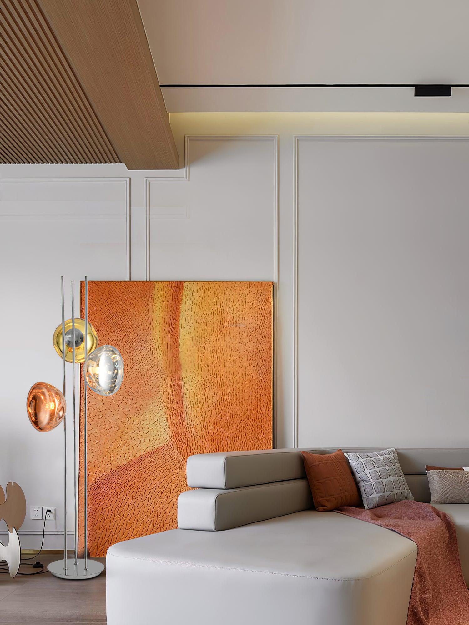Three Light Glass Floor Lamp ∅ 13.8″ - Luxehomezone