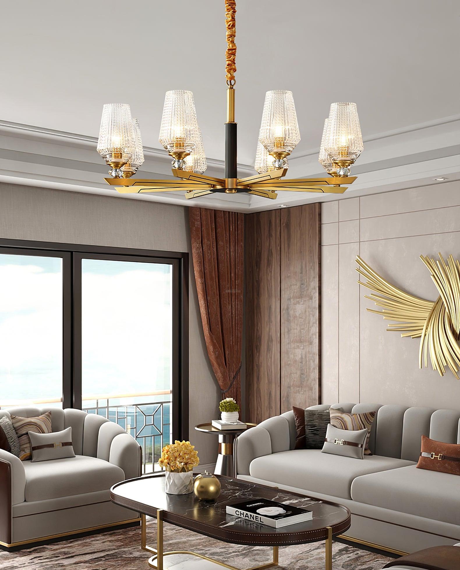 Orrefors Brass Chandelier Φ 25.2″ - Lucency-1-Luxehomezone