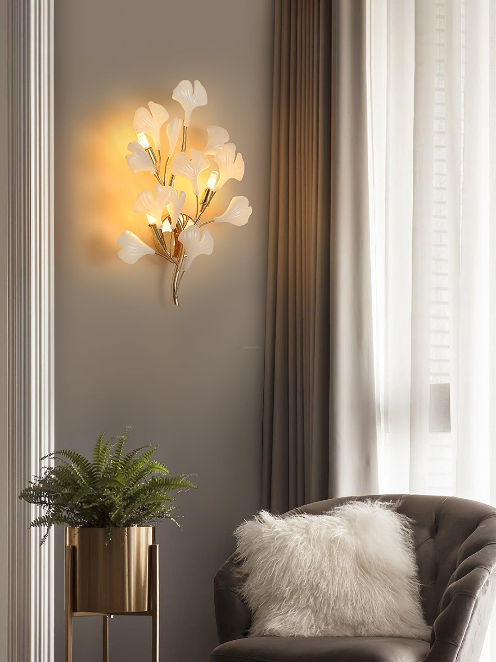 Gingko Wall Lamp with Leaves - Luxehomezone