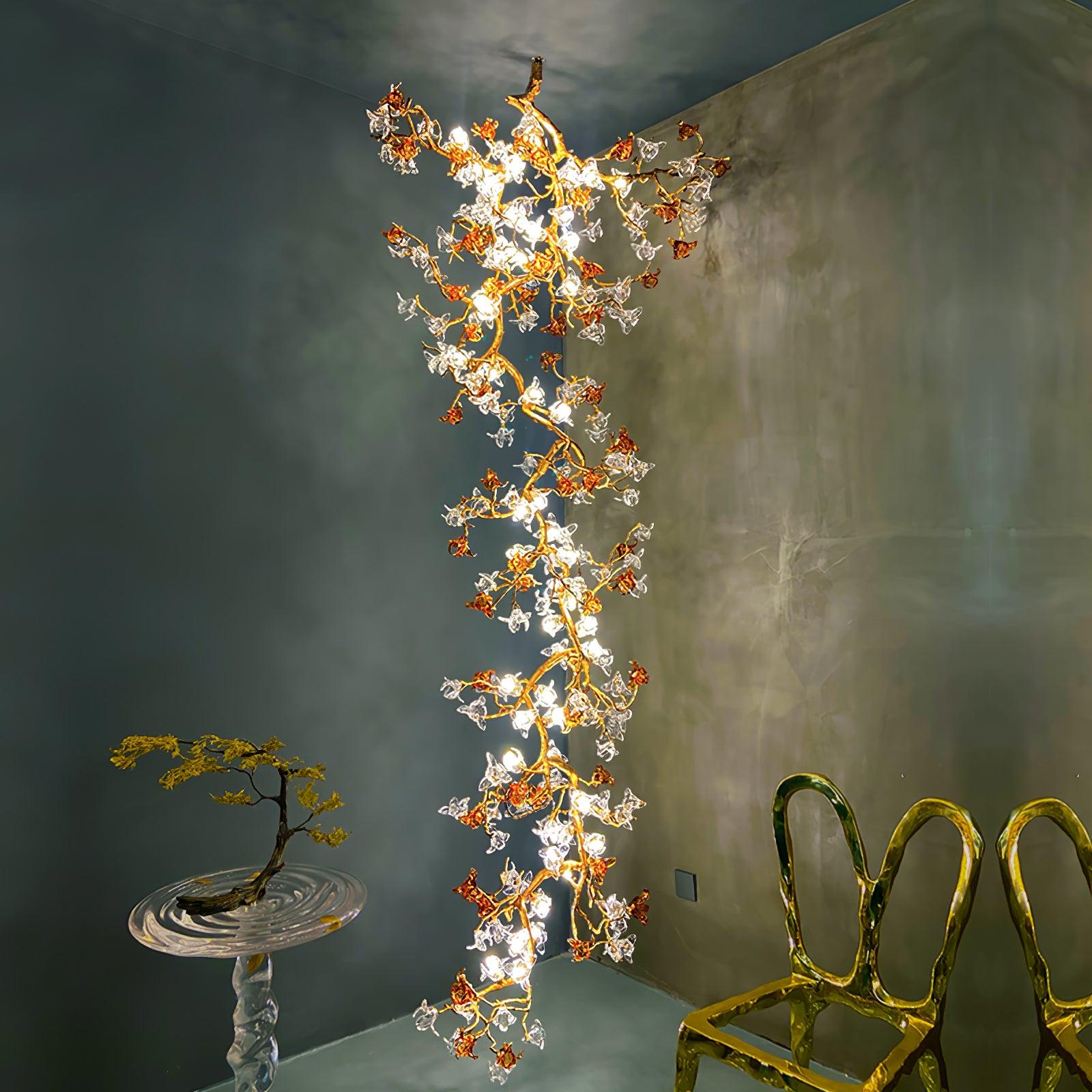 Brass Maple Long Branch Staircase Chandelier - Helia-1-Luxehomezone
