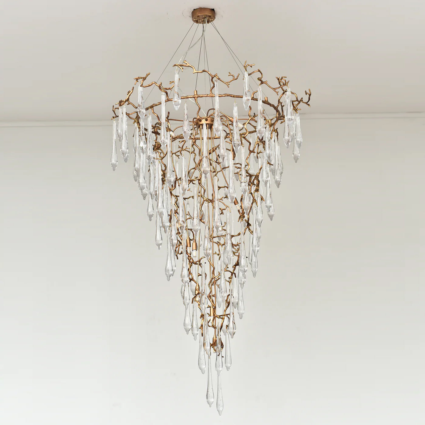 Round Foyer Droplet Staircase Chandelier - Helia-1-Luxehomezone