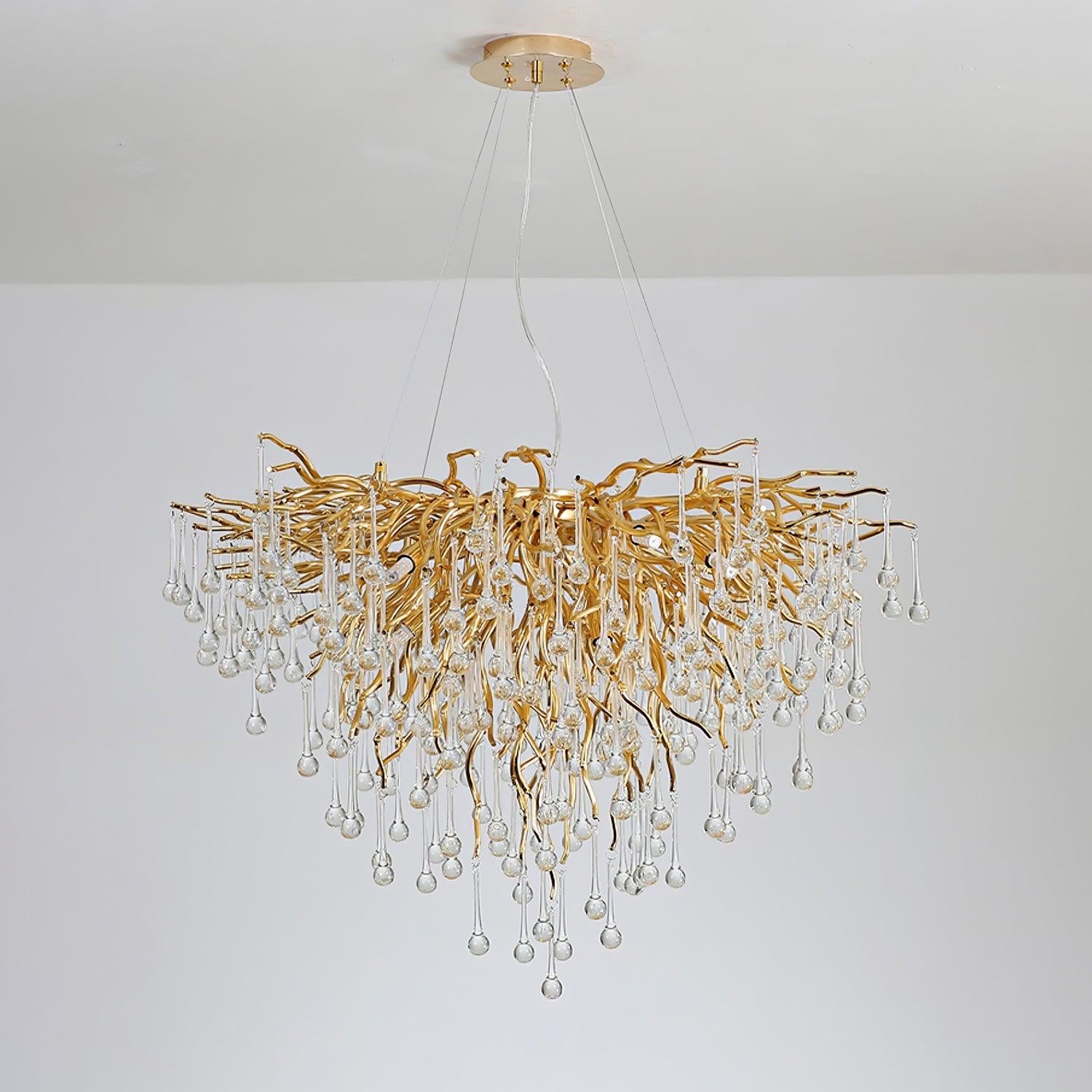 Teardrop Style Crystal Chandelier - Crystals, Gold & Clear crystal-1-Luxehomezone
