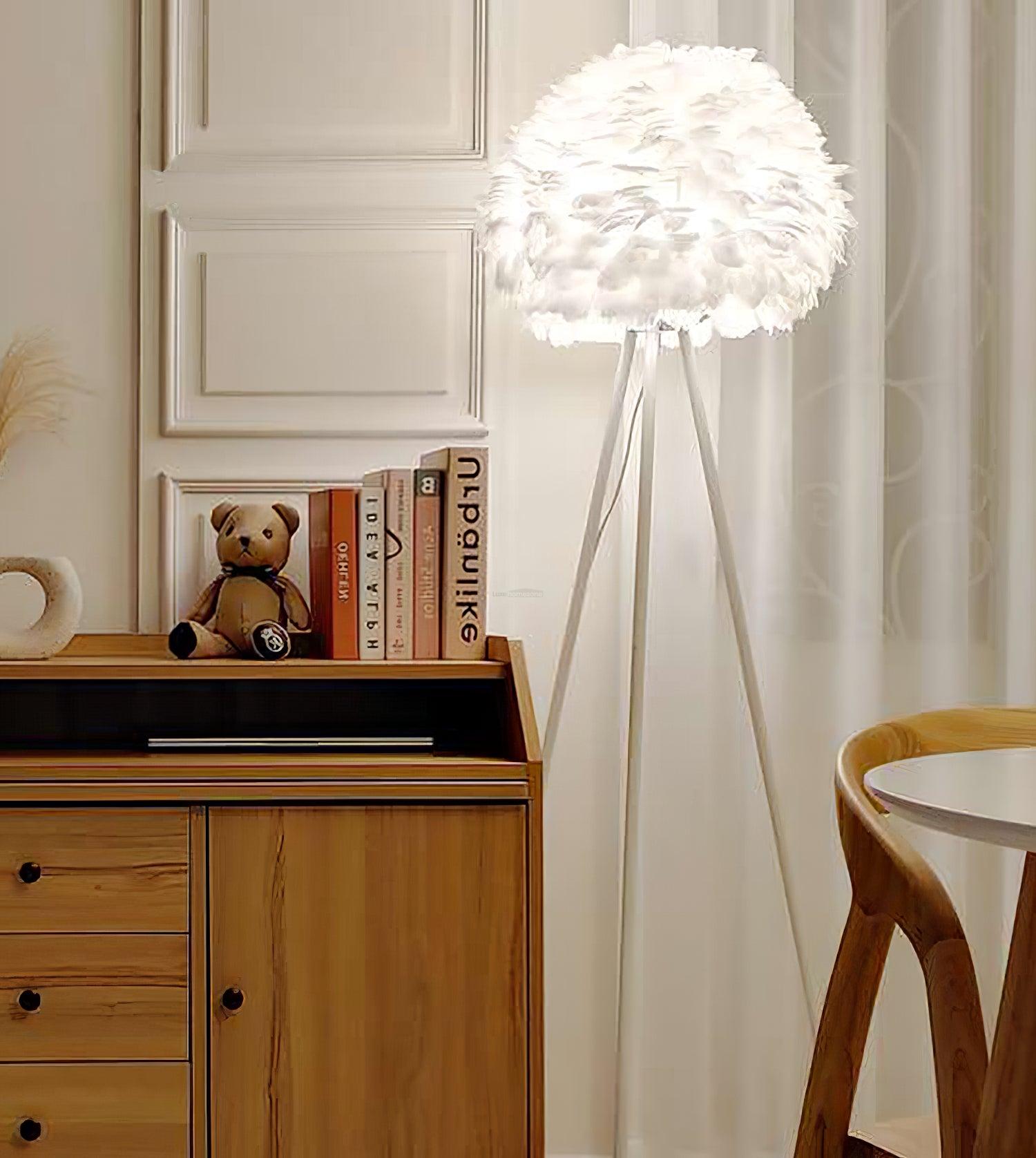 Eos Feather Floor Lamp  ∅ 19.6″ - Feather-1-Luxehomezone